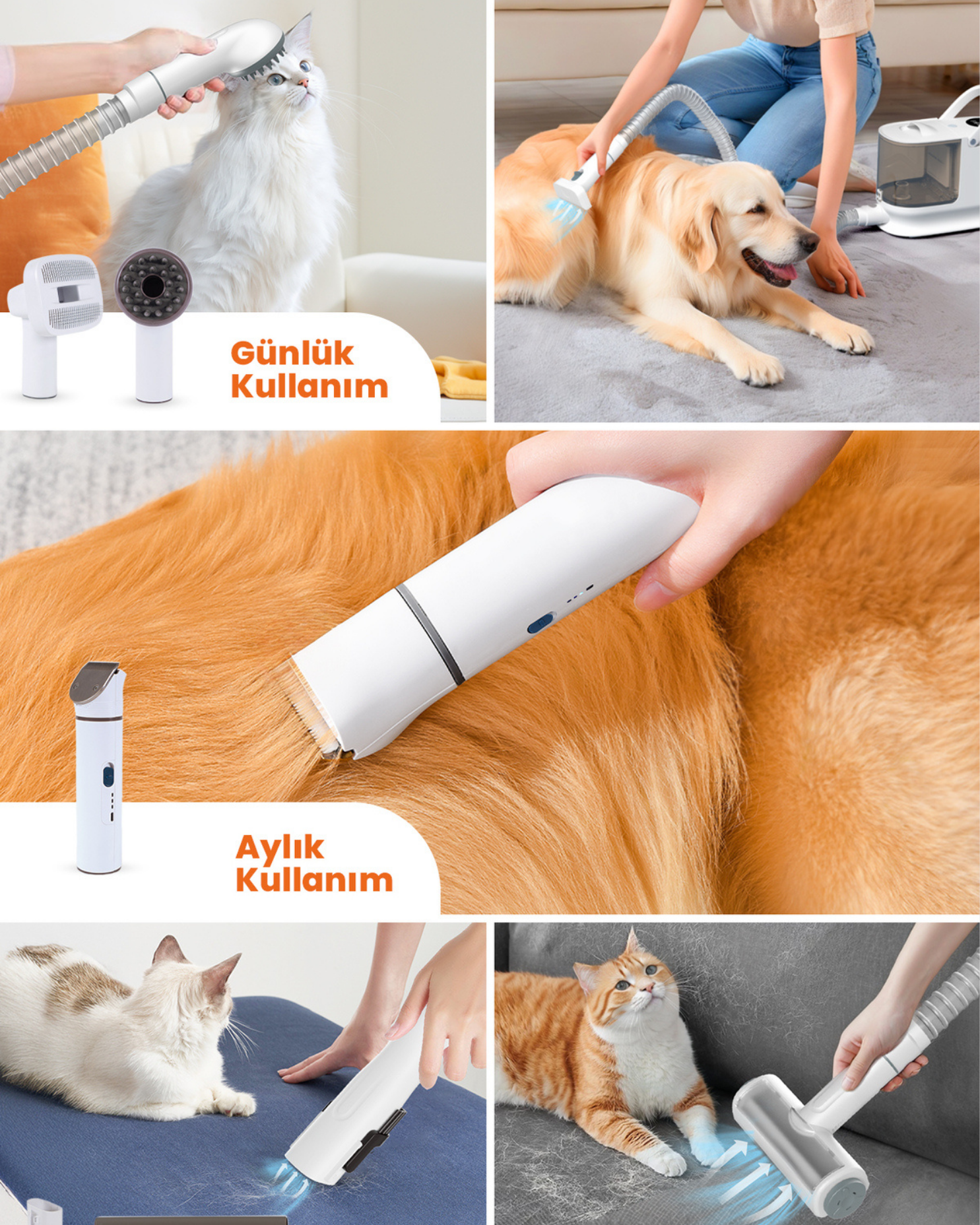 Bezt Pro Groom Evcil Hayvan Kedi Köpek Tıraş Makinası Bakım Seti  