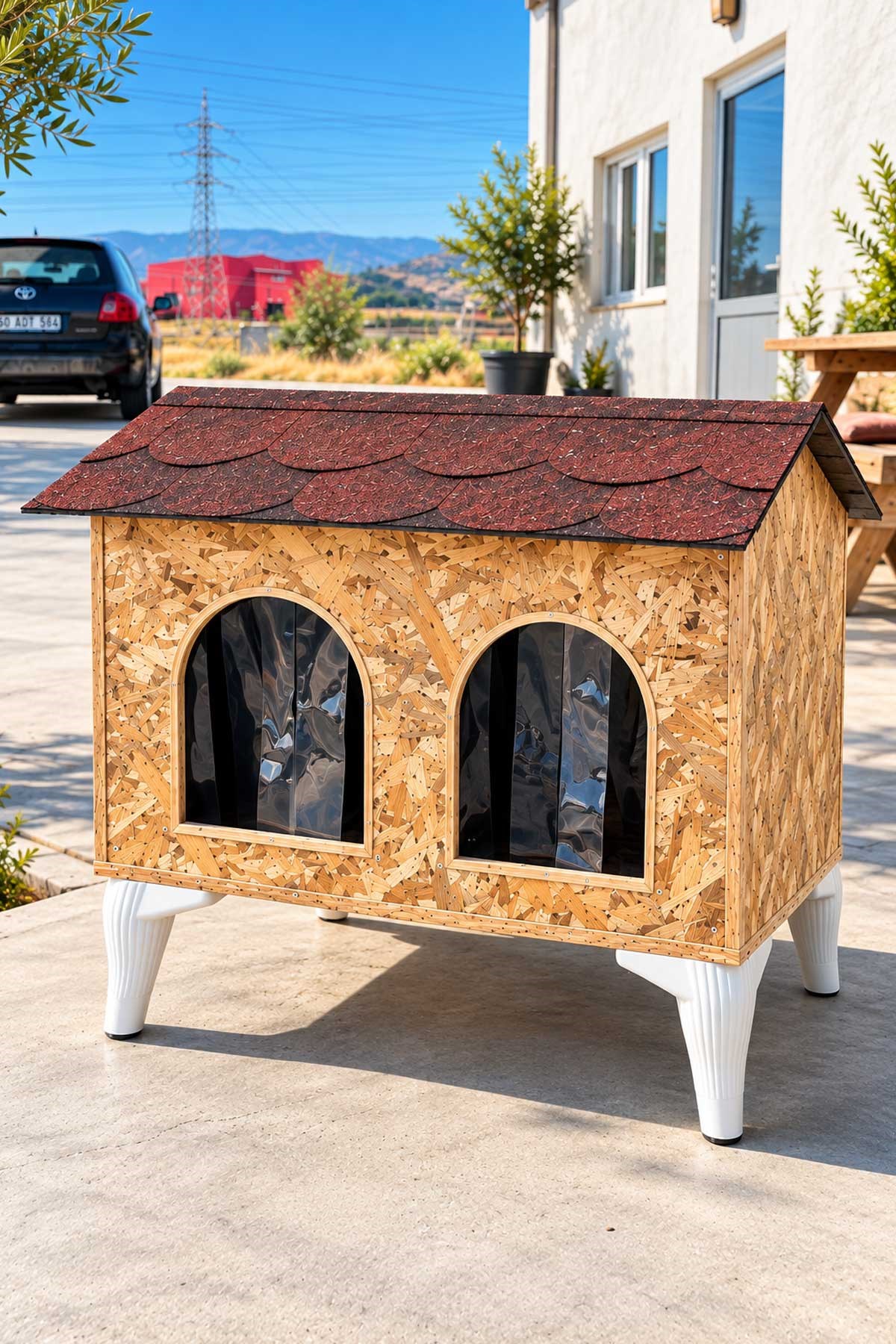 Reyo CATK20 60x40x45 cm 2 Bölmeli Yetişkin Kedi Evi, Kedi Barınağı, Sokak Hayvanları İçin Kedi Barınağı, Kedi Yuvası, Rüzgar ve Soğuğa Dayanıklı, Monteli Teslimat
