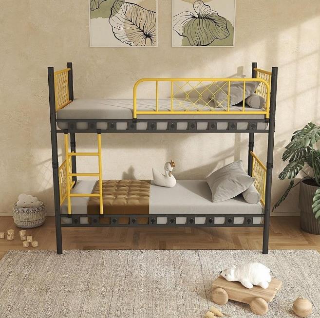 Reyo  Metis Genç Çocuk Yatak Odası Metal Ranza ve Karyola 90x190 Sarı