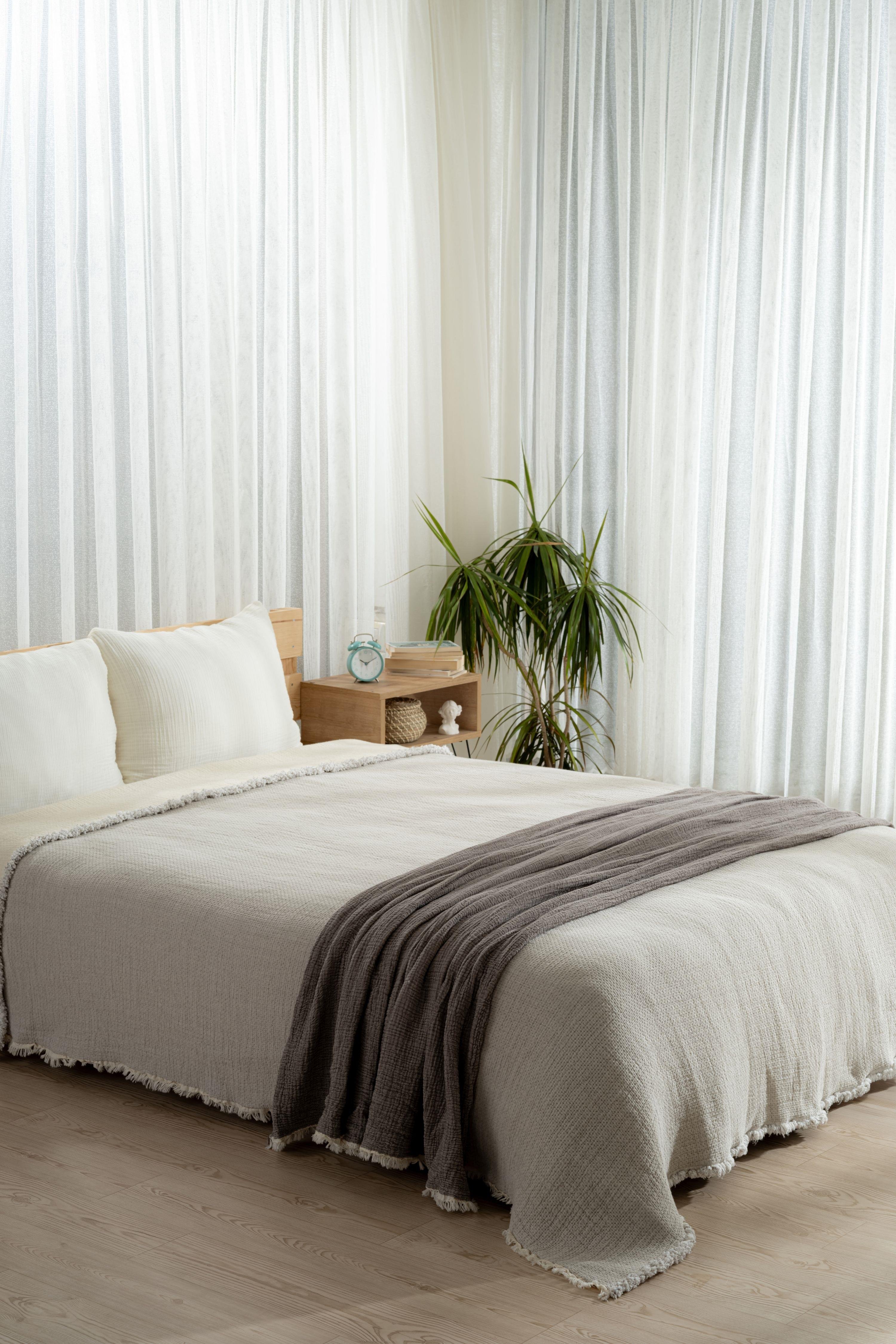 Mylasa Home Müslin 7 Katlı Baklava Desenli Yorgan Çift Kişilik 240x260cm Antrasit