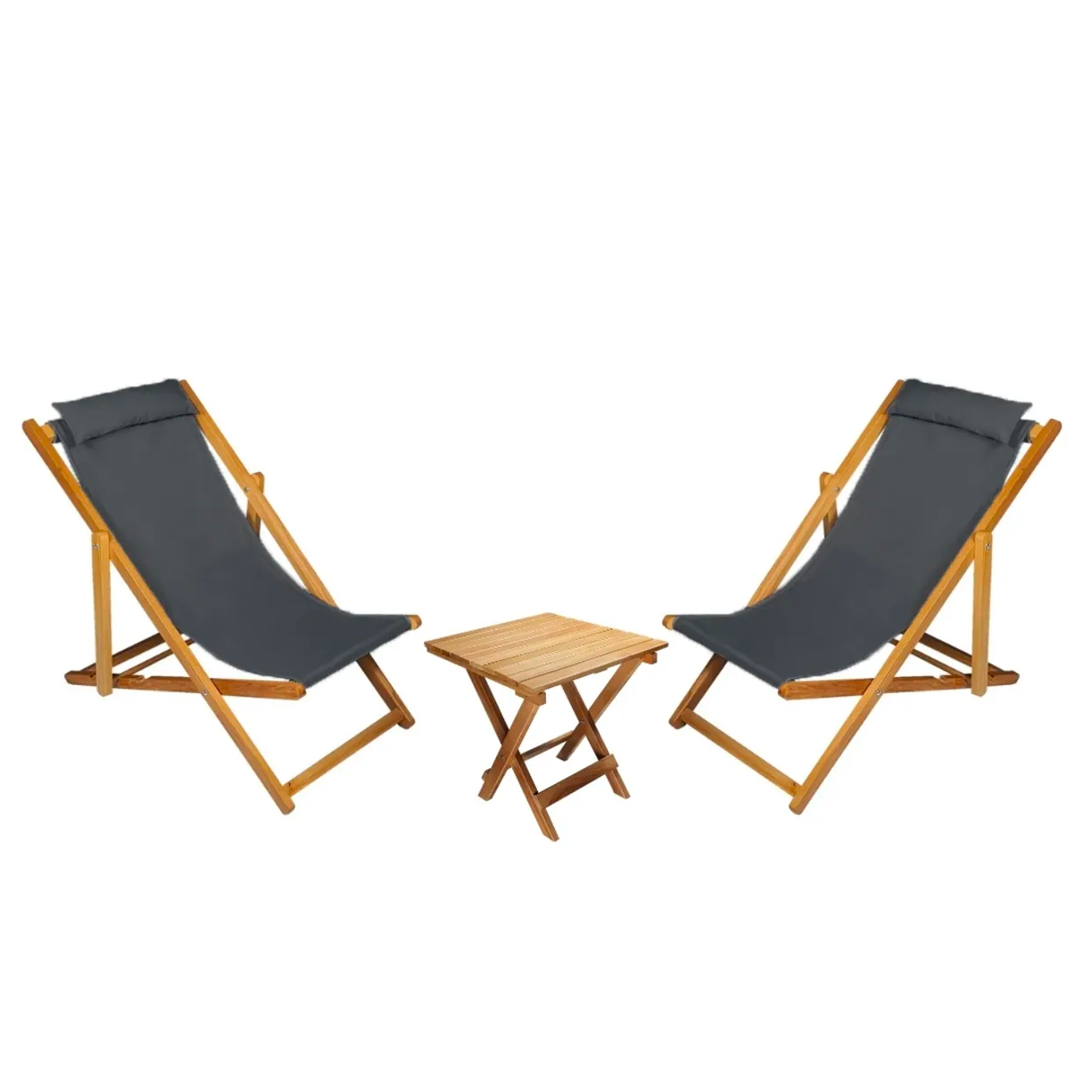 Bysay Ahşap Katlanabilir Taşınır Şezlong Plaj, Bahçe, Teras, Balkon Şezlongu