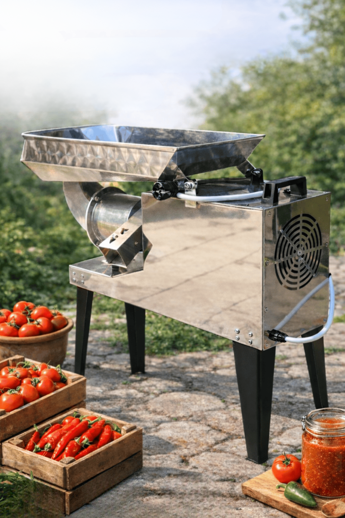 OGT BT-712P Paslanmaz Salça Makinesi 3 HP, Profesyonel İnox Domates Çekme Makinesi