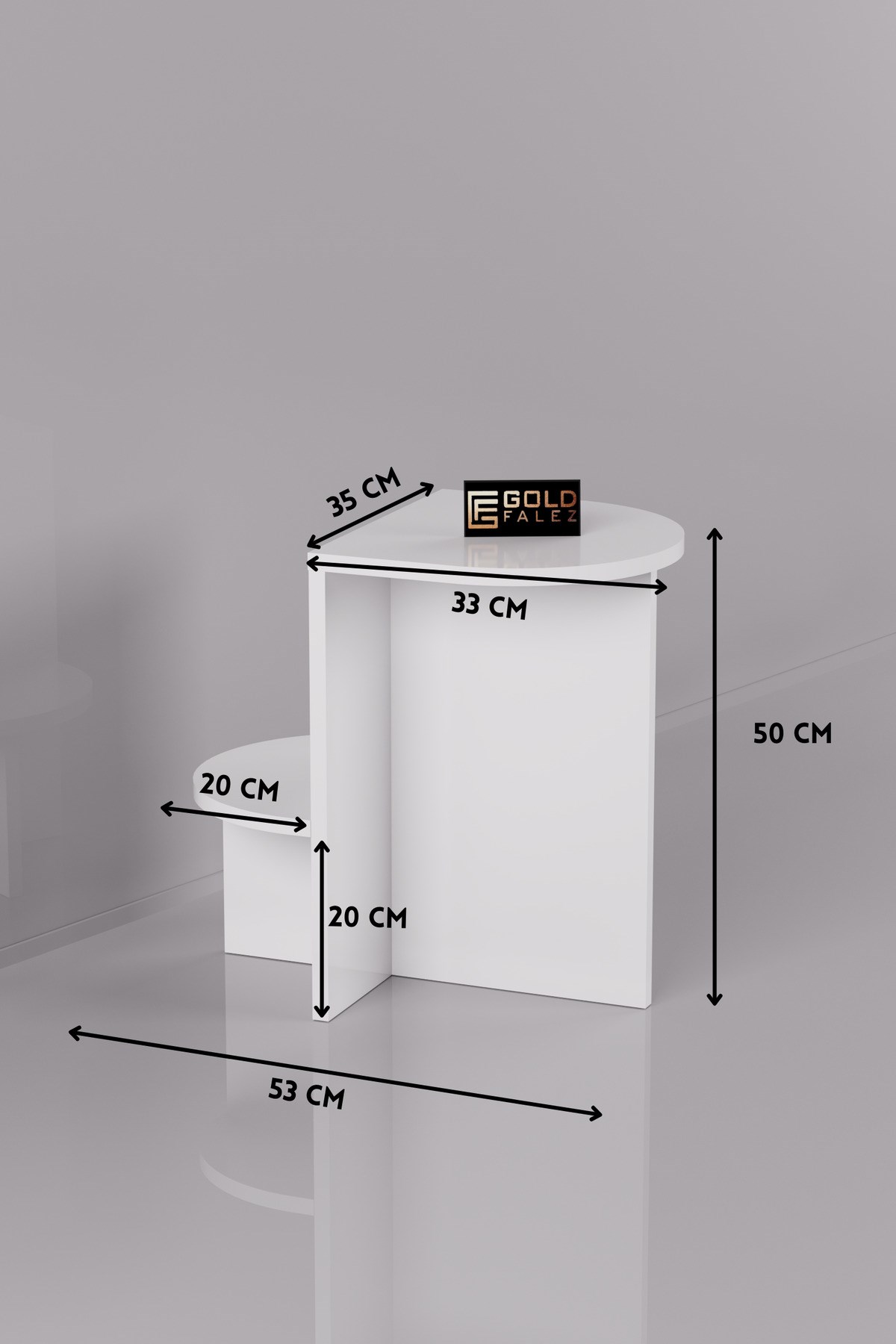 Reyo Falez Yan Sehpa Çok Amaçlı Modern Tasarım Raflı Salon Koltuk Kenarı Sehpası Setro - 6021 Beyaz