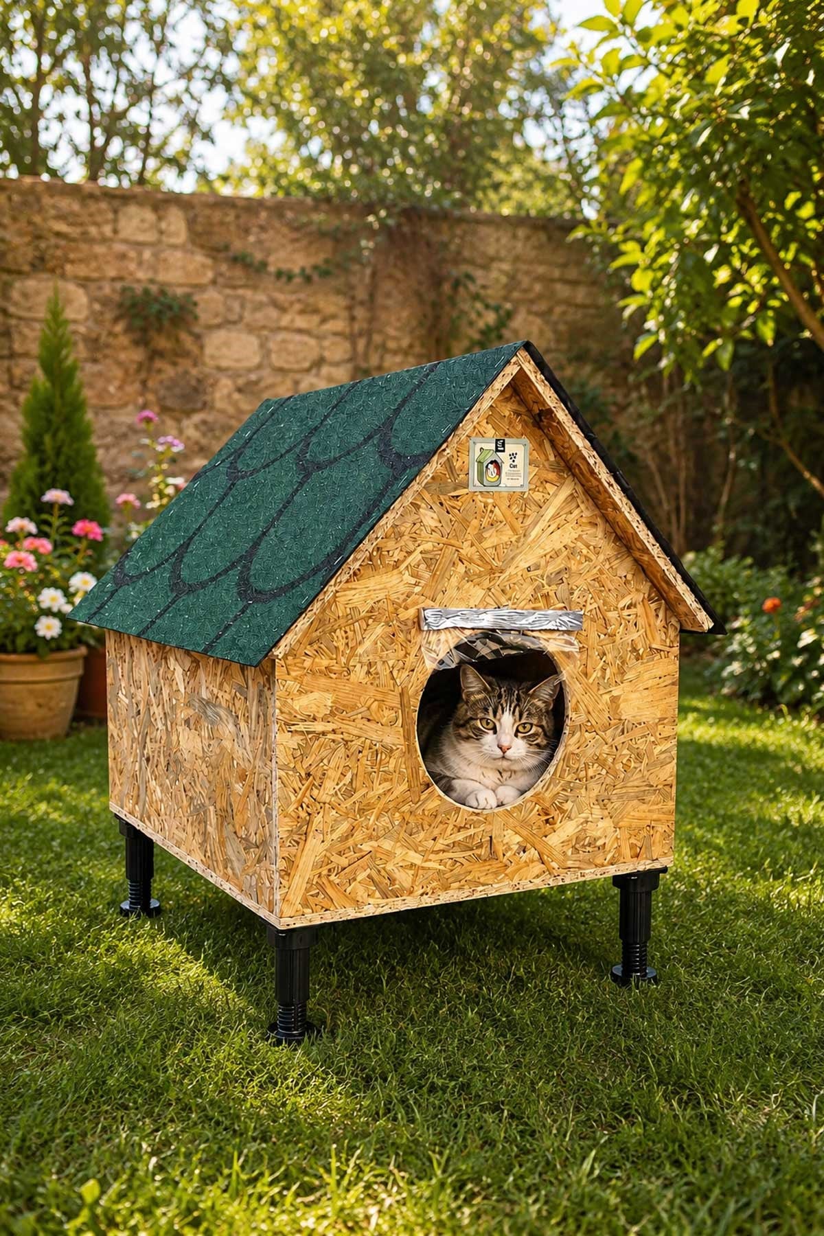Narım Kedi Evi ve Kedi Yuvası, İç ve Dış Mekana Uygun, Soğuk, Yağmur ve Kar Yalıtımlı Özel Üretim Kedi Barınağı 55x45x65 cm