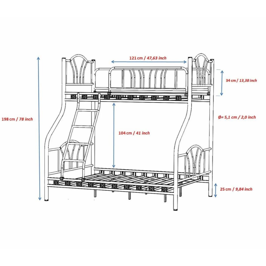 Reyo İmaj 3 Kişilik Ebeveyn 3'lü Metal Ranza Beyaz  90x200 / 140X200