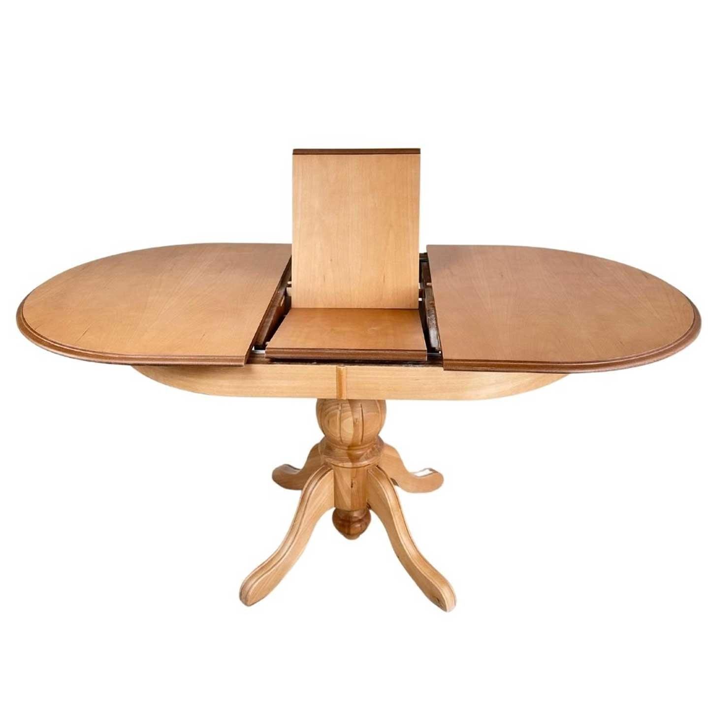 Reyo 90cm Açılır Yuvarlak Yemek Masası Baba Ayak Masa Natural Cilalı (Sandalyeler Dahil Değildir)