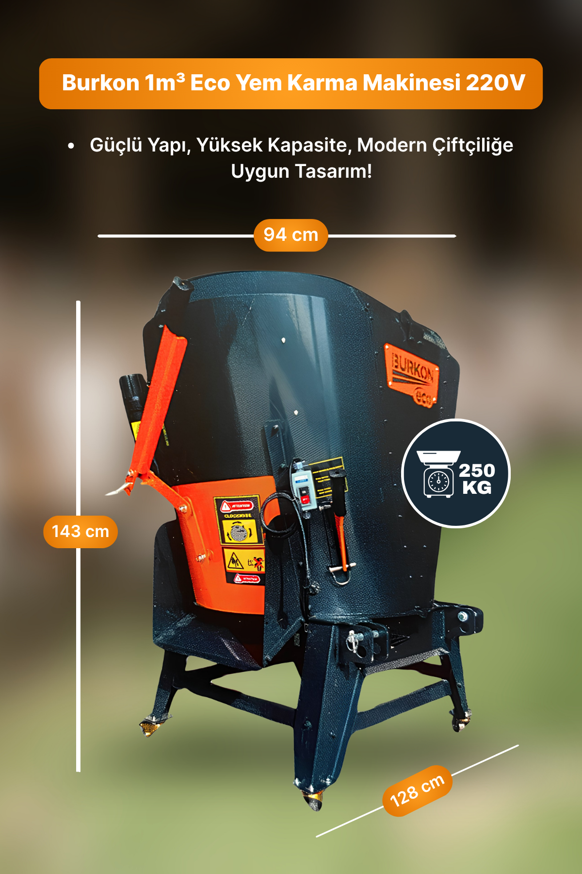 Burkon 1m³ Eco Yem Karma Makinesi 220V
