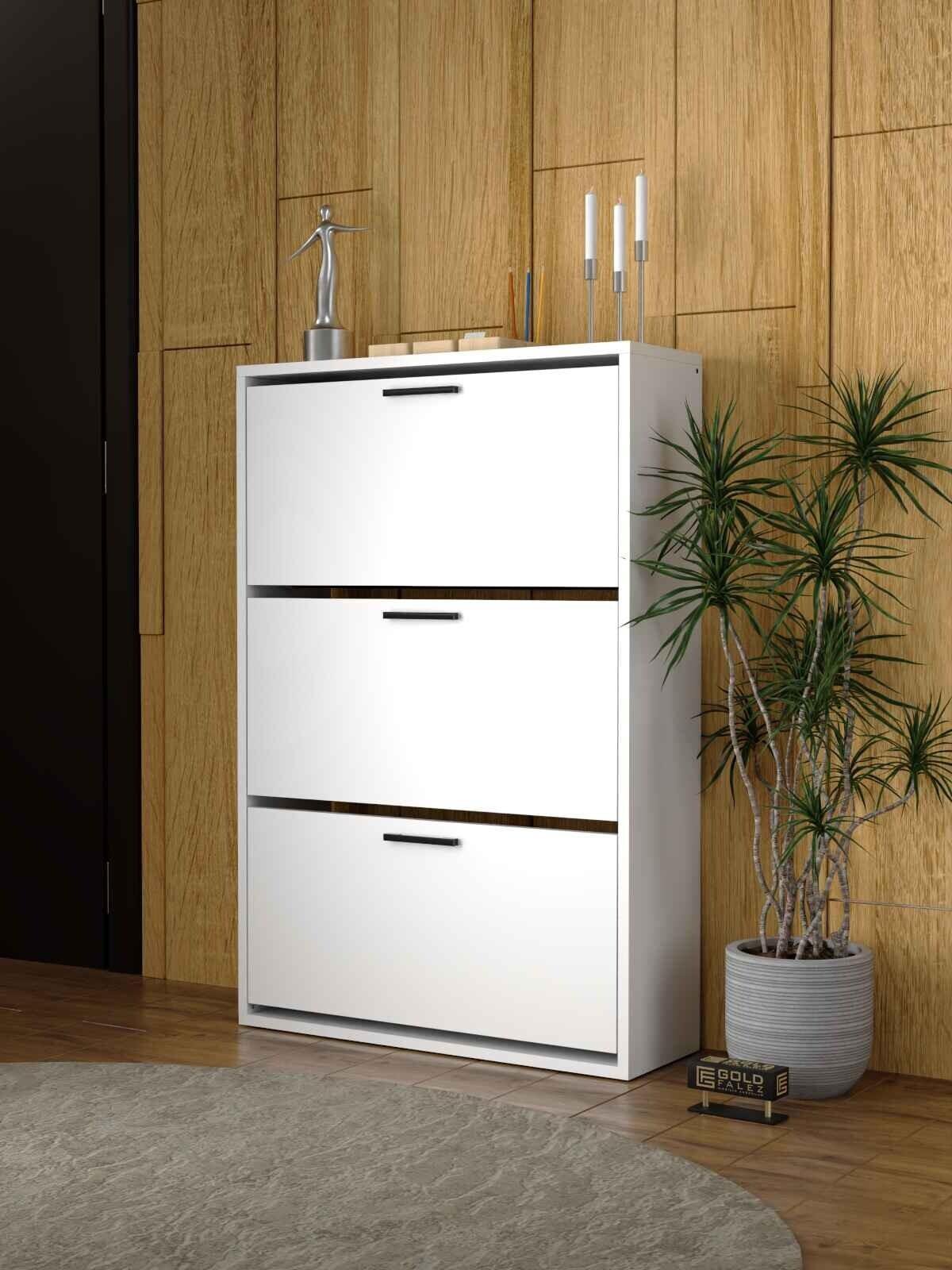 Reyo Falez Düşer Kapak Ayakkabılık 3 Bölmeli Ayakkabılık Beyaz