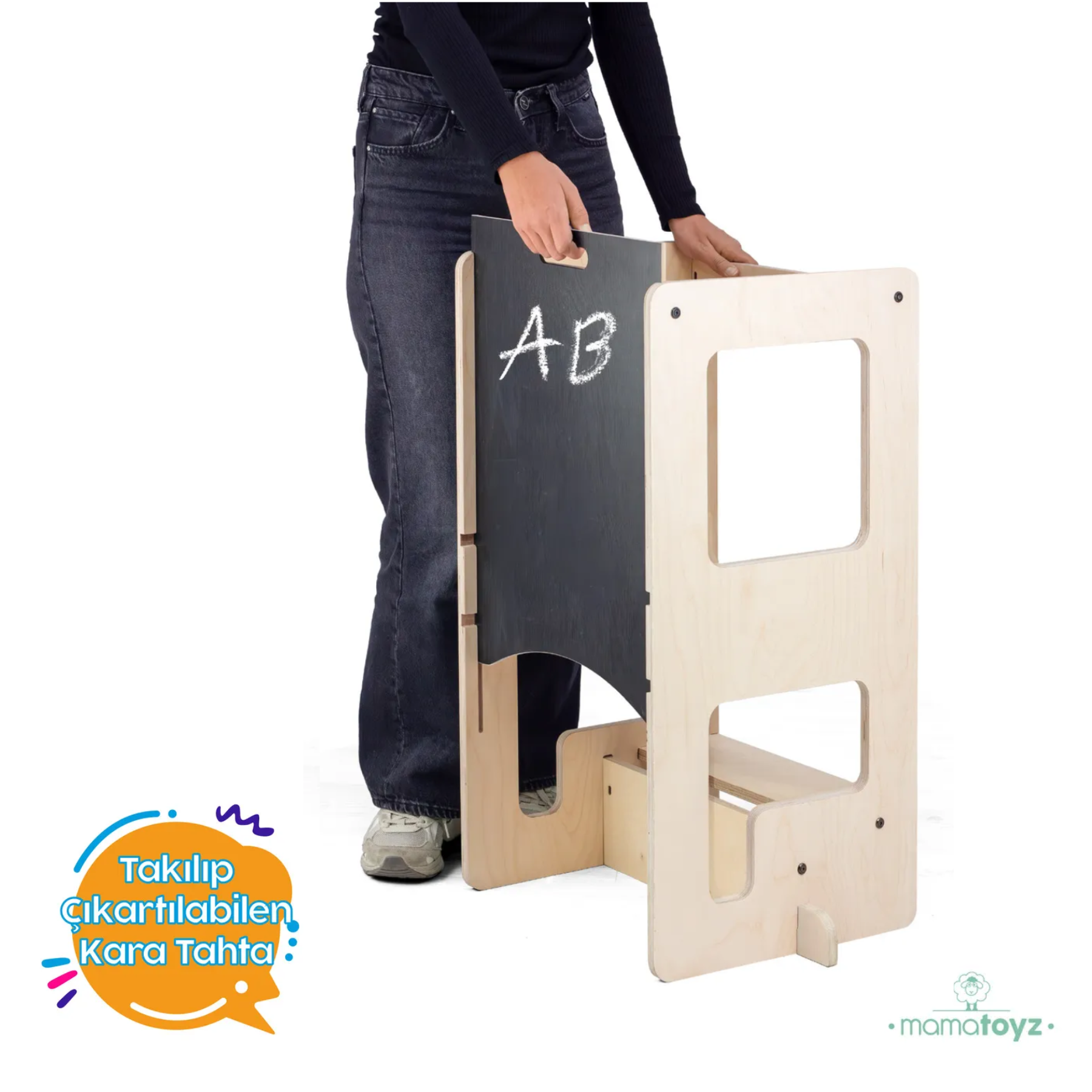 Mamatoyz Flip Natural 3'ü 1 Arada Öğrenme Kulesi & Aktivite Masası & Yazı Tahtası