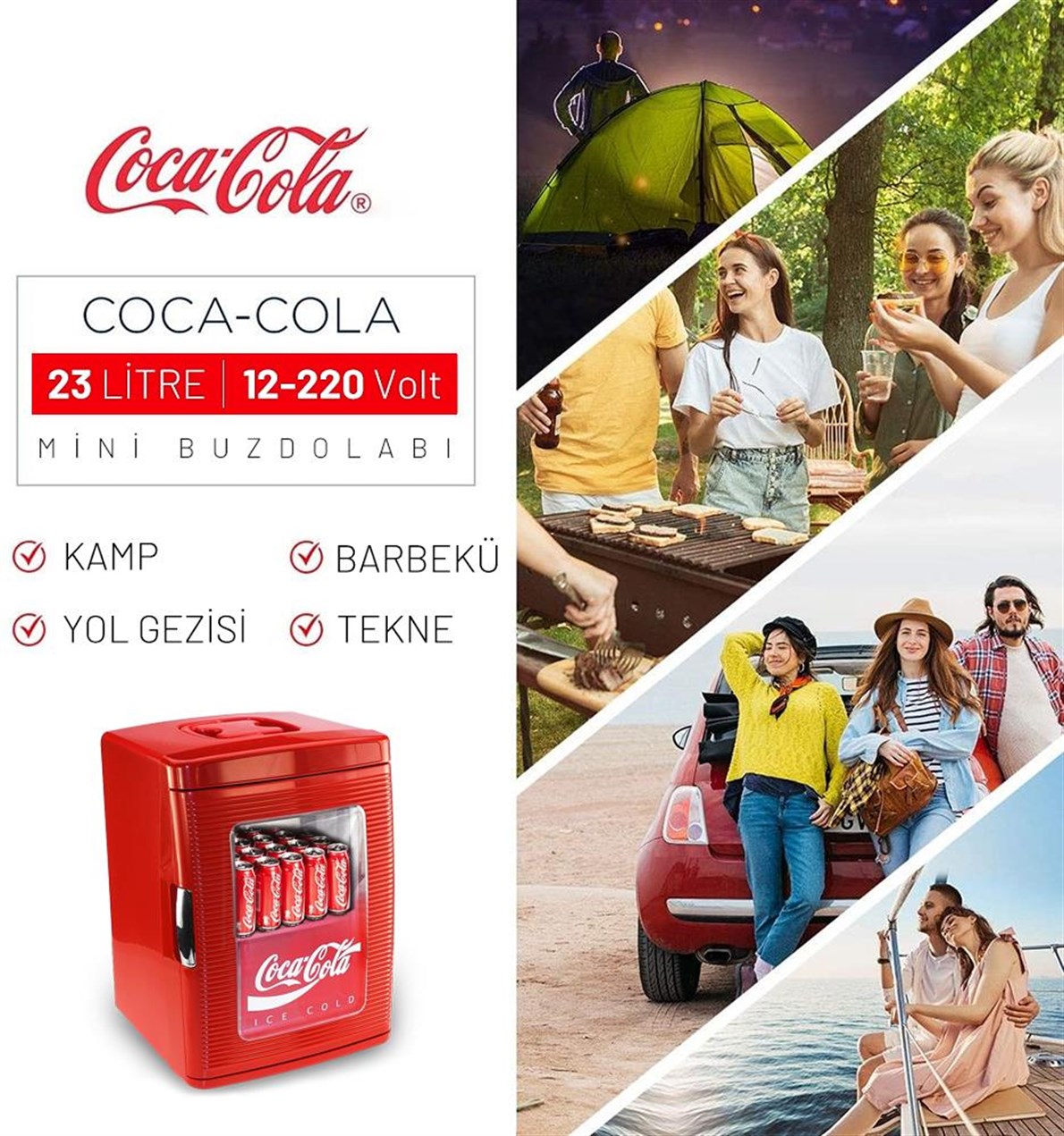 Coca-Cola CCM25 12/220Volt AC/DC 23 Litre Sıcak/Soğuk Oto Buzdolabı