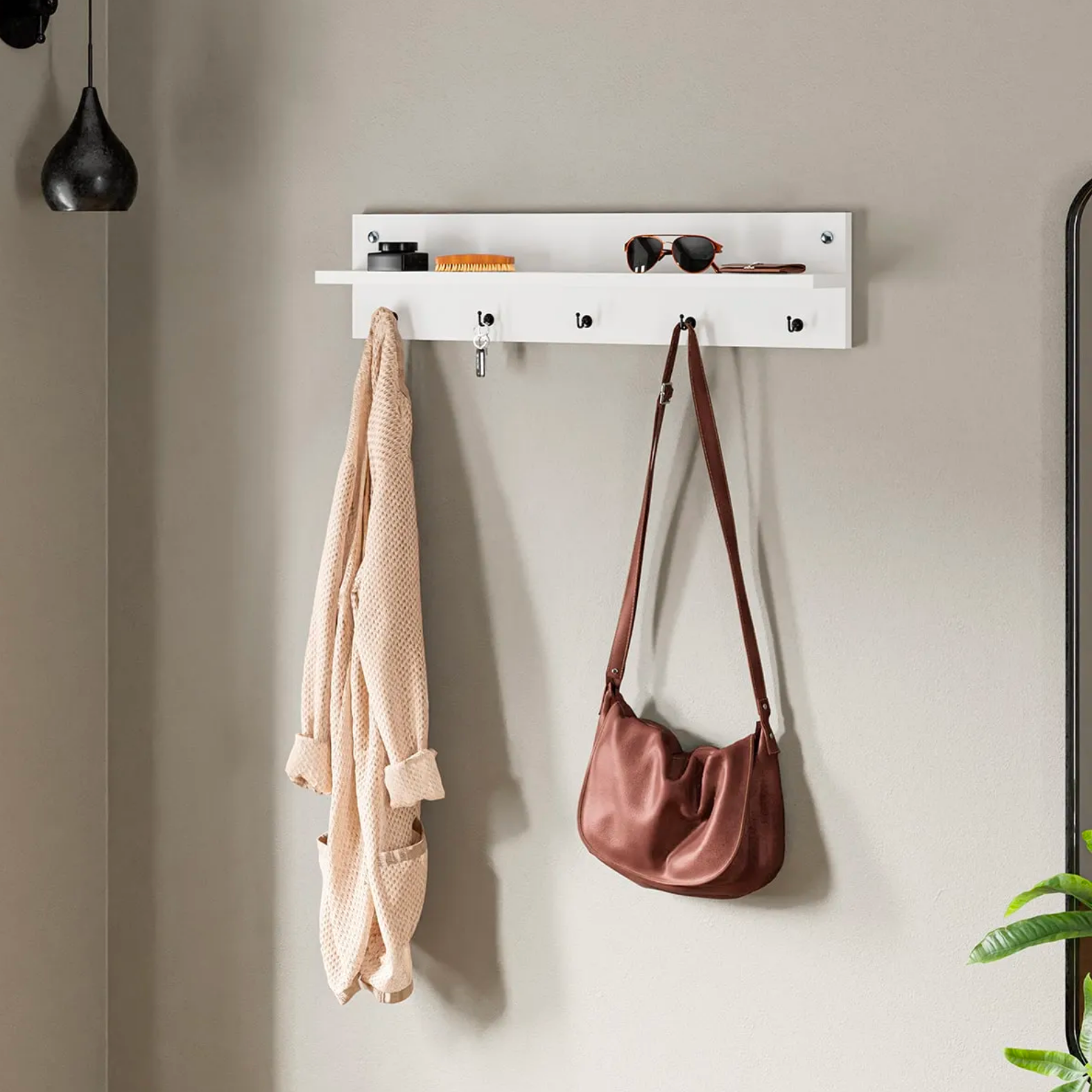 interGO Modern Duvar Askısı Portmanto Askılık Vestiyer Beyaz 