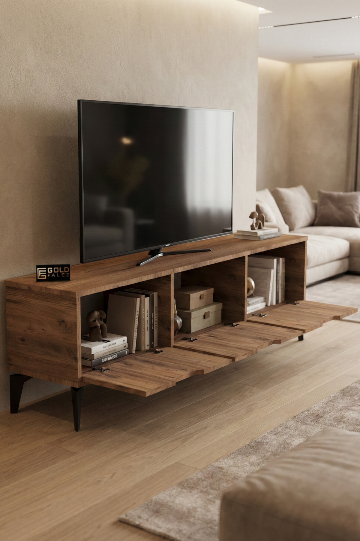 Reyo Falez Royal TV Sehpası 160 cm TV Ünitesi Kapaklı Modern Şık Minimal Salon Konsolu 5090 Atlantik