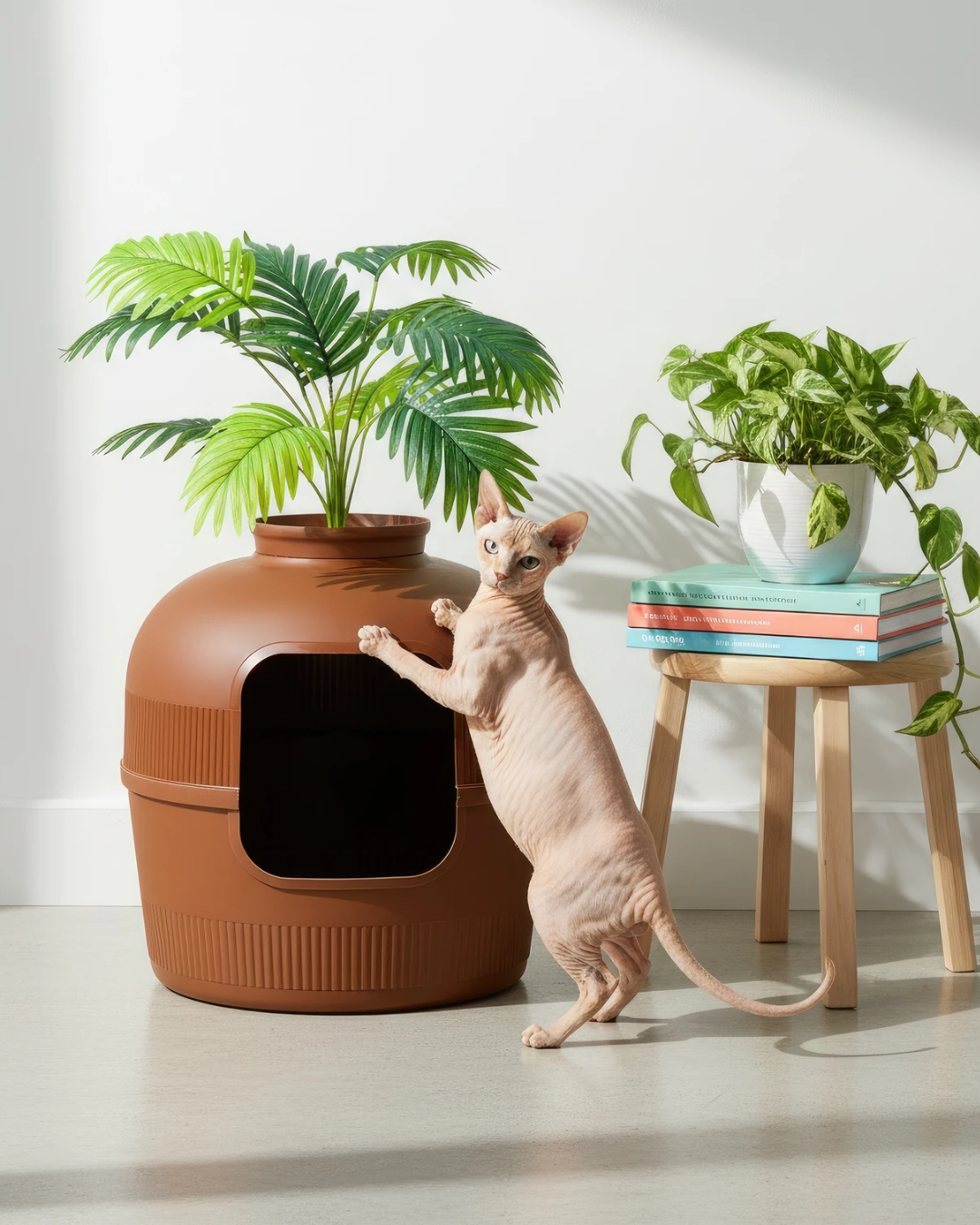 Reyo Dekorapet Dekoratif Kedi Tuvaleti Kahverengi