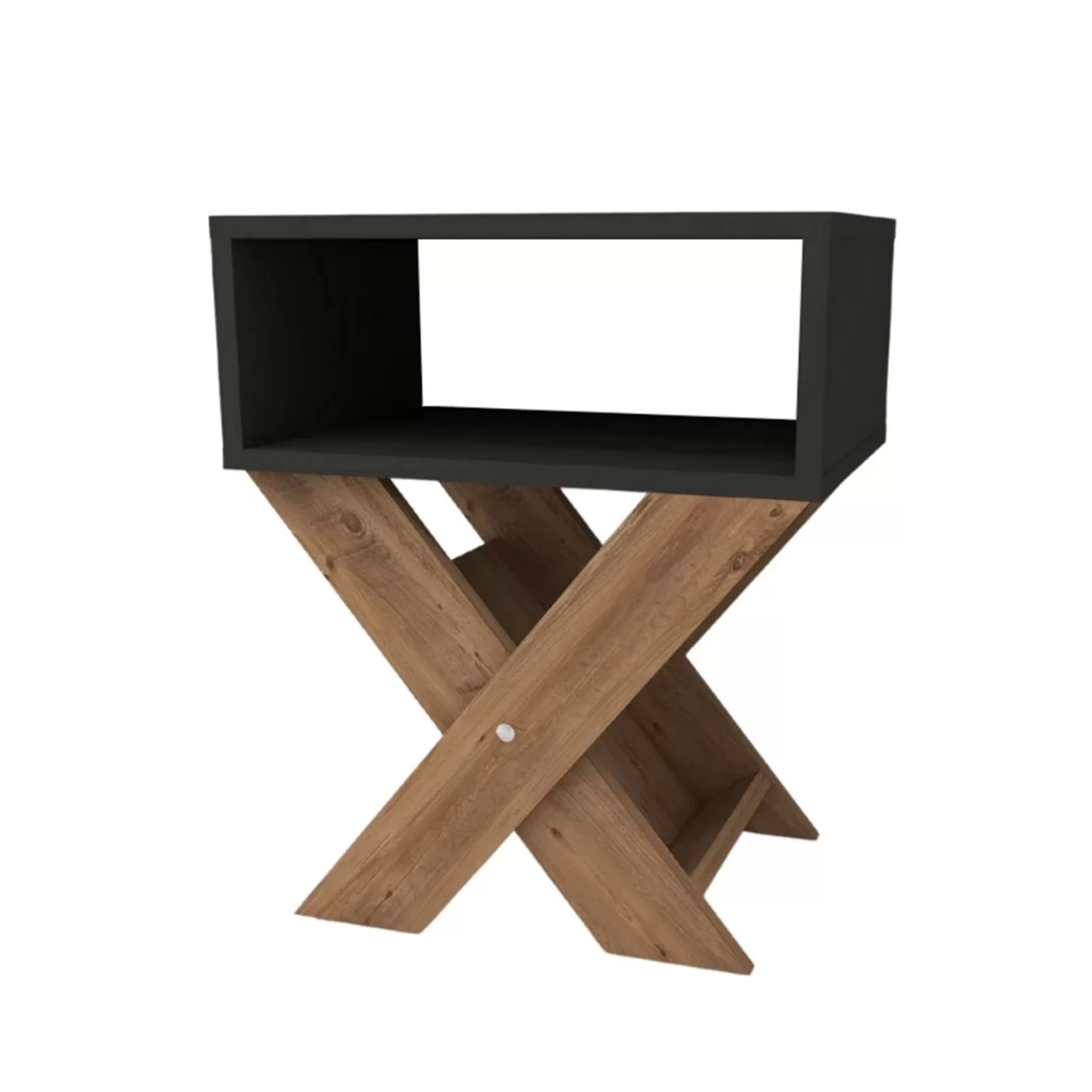 Enda Home X Ayaklı Dergilikli Komodin Kahve Sehpası Antrasit-Atlantik Çam