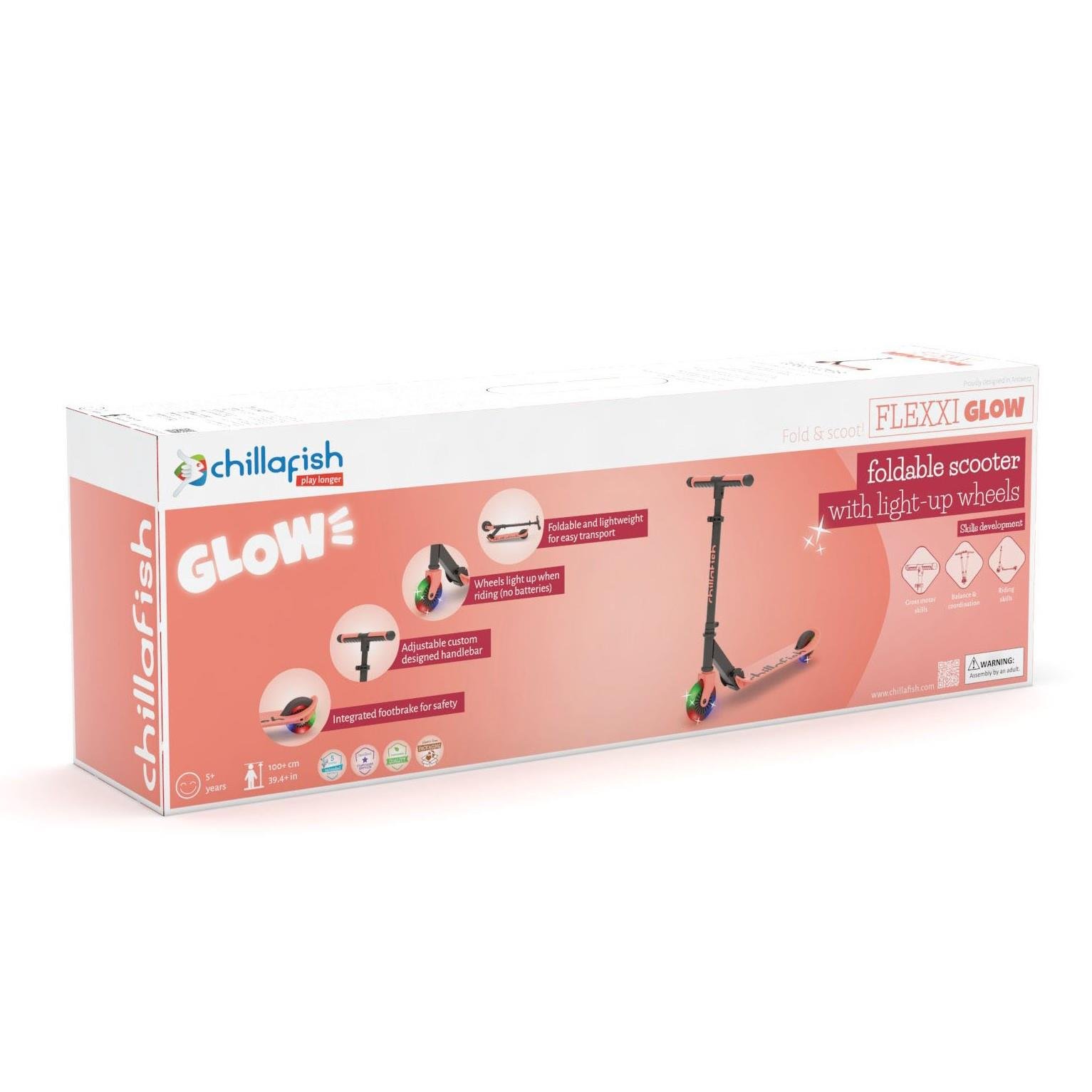 Chillafish Flexxi Glow Işıklı Katlanabilir 2 Tekerlekli Scooter - Flamingo