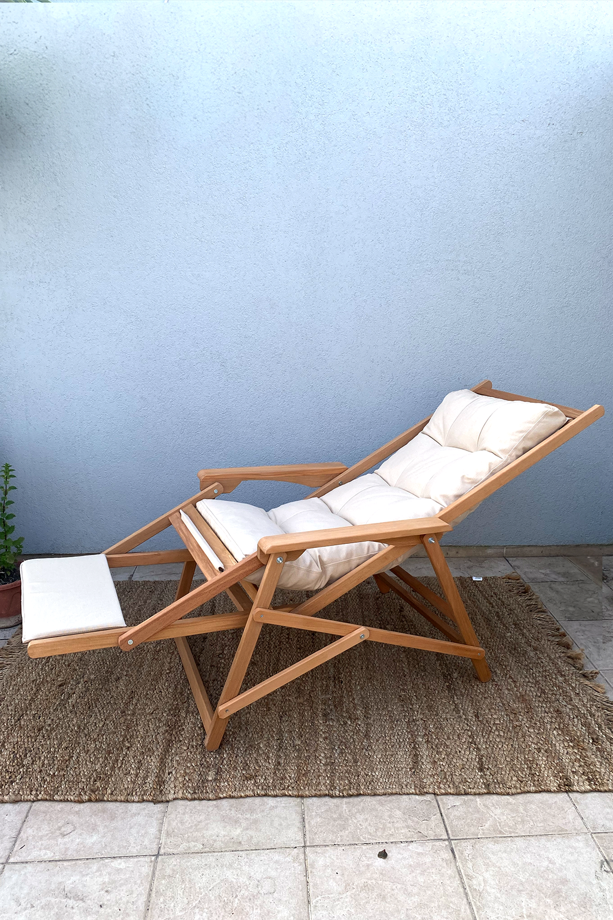 Reyo Lara Yaylanır Şezlong, Dinlenme Koltuğu, Baba Koltuğu, Bahçe Balkon Sandalyesi Krem