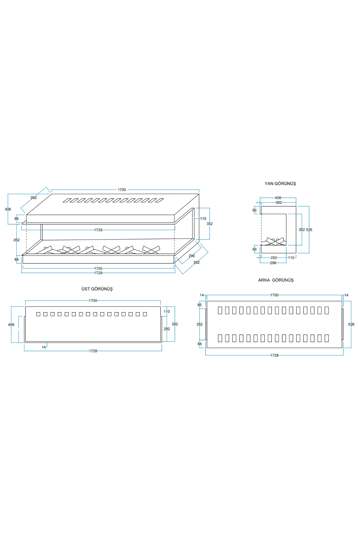 Flameline Cosa RZN170 2000W 3D Dekoratif Elektrikli Şömine