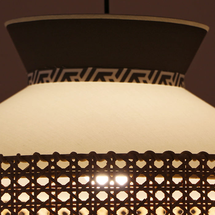 Mylamp Ece Kahve Krem ve Krem Örgülü Doğal Hazeran Avize 50x30 cm HZ-H-48