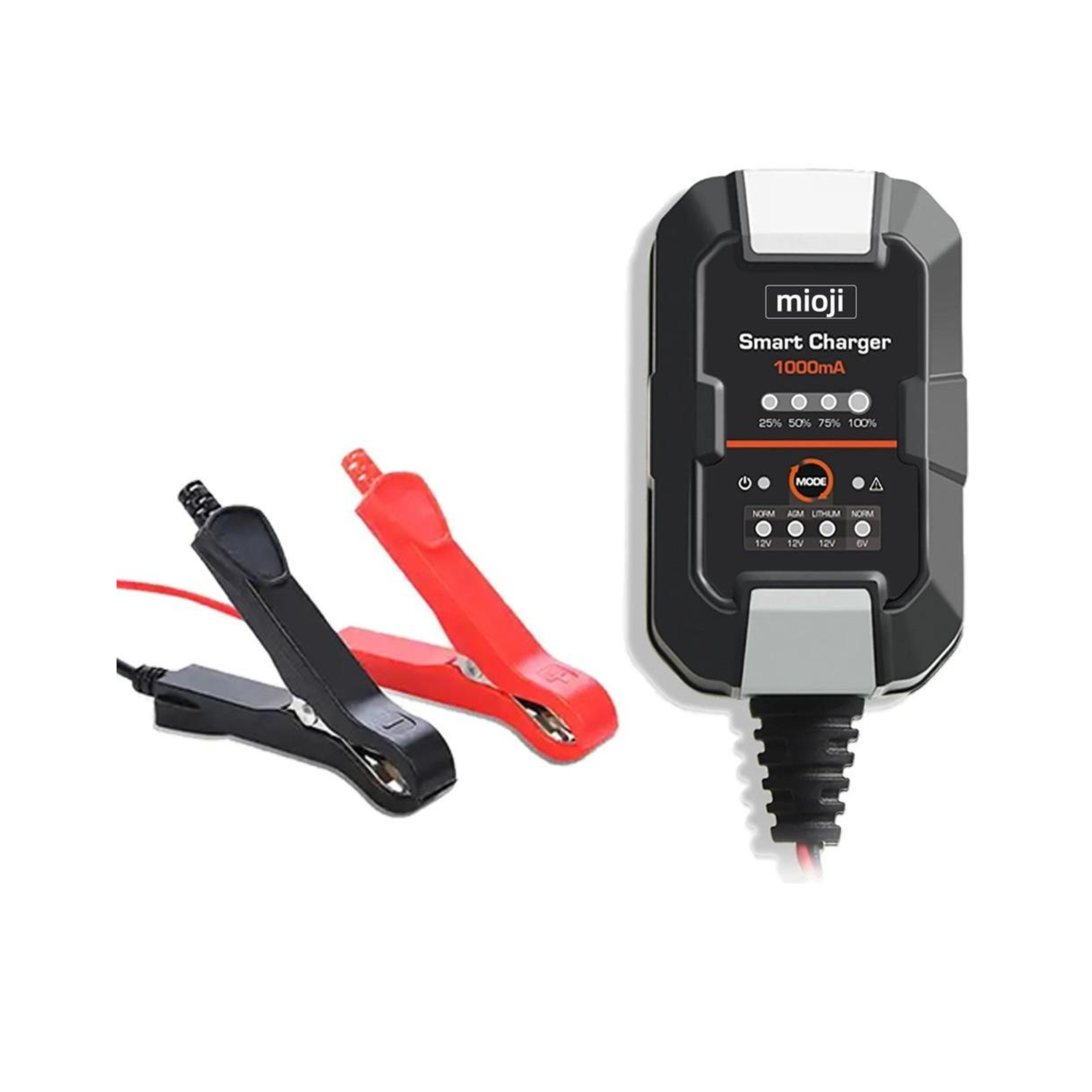 Mioji Mio 1000 1A 6V ve 12V Araba Şarj, Akü Bakım, Damlama Şarj Cihazı ve Motosiklet, ATV, Lityum ve Derin Döngülü Aküler için Kükürt Giderici Akıllı Akü Şarj Cihazı