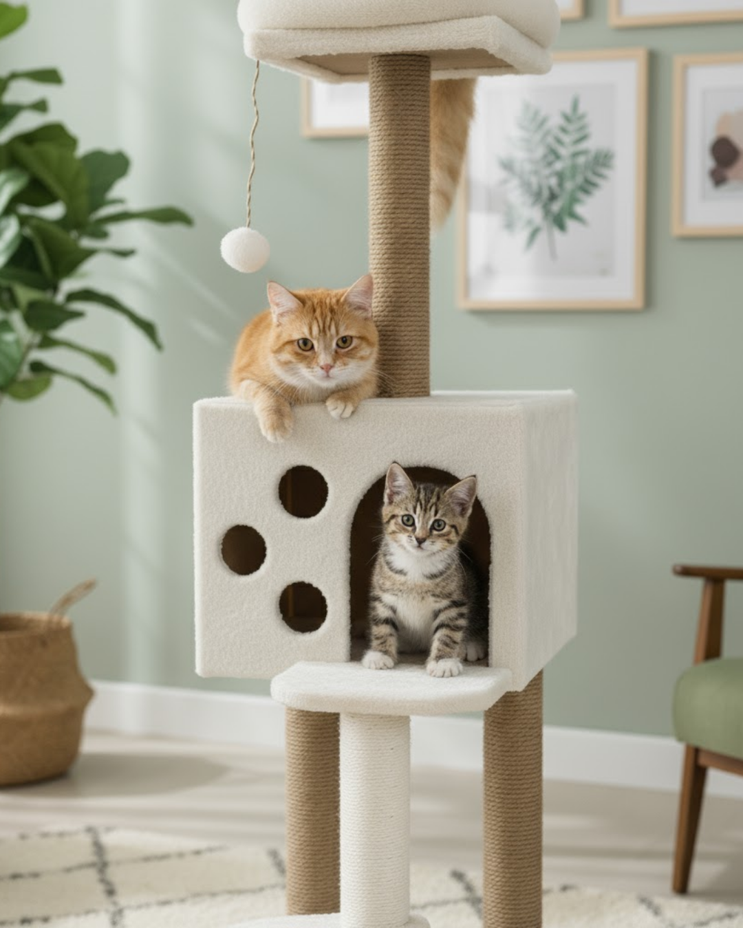 Reyo Pet Kedi Tırmalama ve Oyun Evi Beyaz
