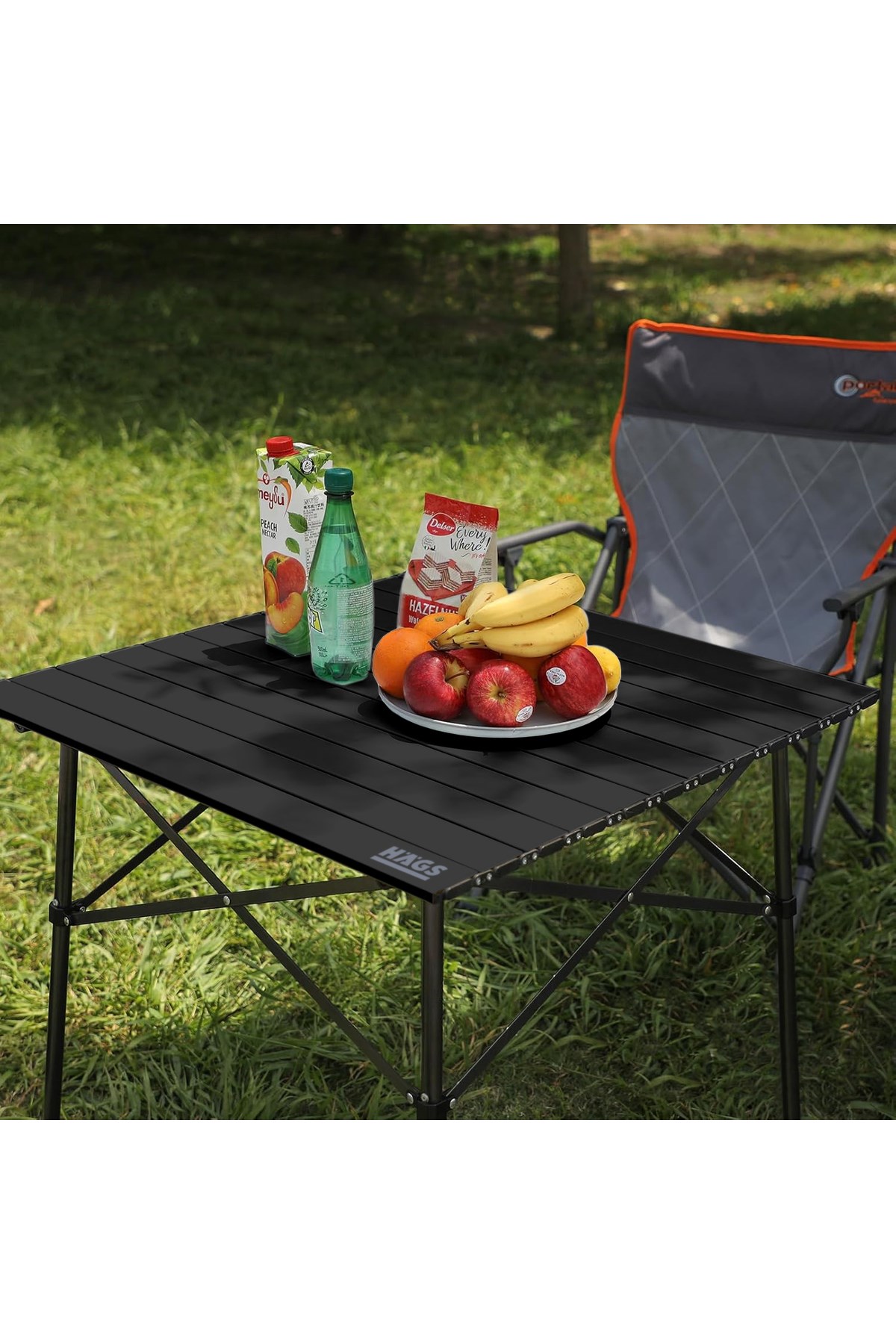 Haegs Güçlendirilmiş Alüminyum Katlanır Kamp Masası, Katlanabilir Outdoor Masa, Piknik Masası, Menteşeli Sistem, Dayanıklı Sağlam Gövdeli Kamp Masası, Taşınabilir Hafif, 3-4 Kişilik, 70x70x60cm Siyah