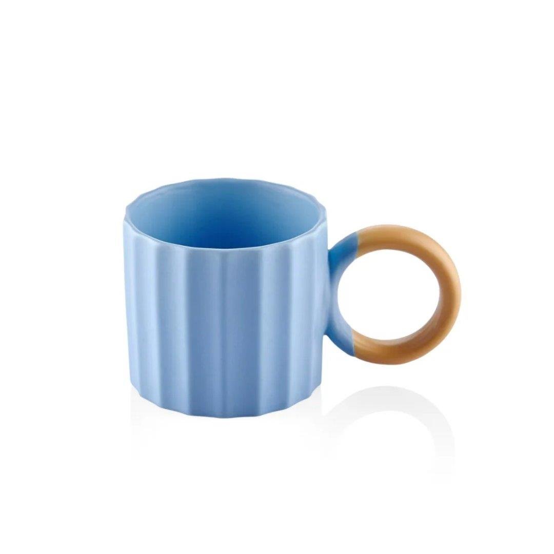 The Mia Runden Porselen Sarı Mavi 2'li Kupa 250 ml