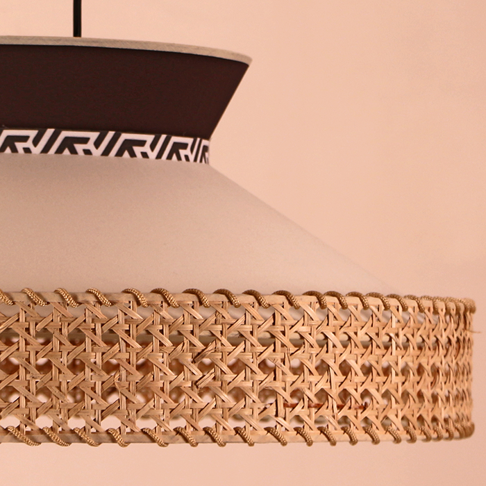 Mylamp Ece Kahve Krem ve Krem Örgülü Doğal Hazeran Avize 50x30 cm HZ-H-48