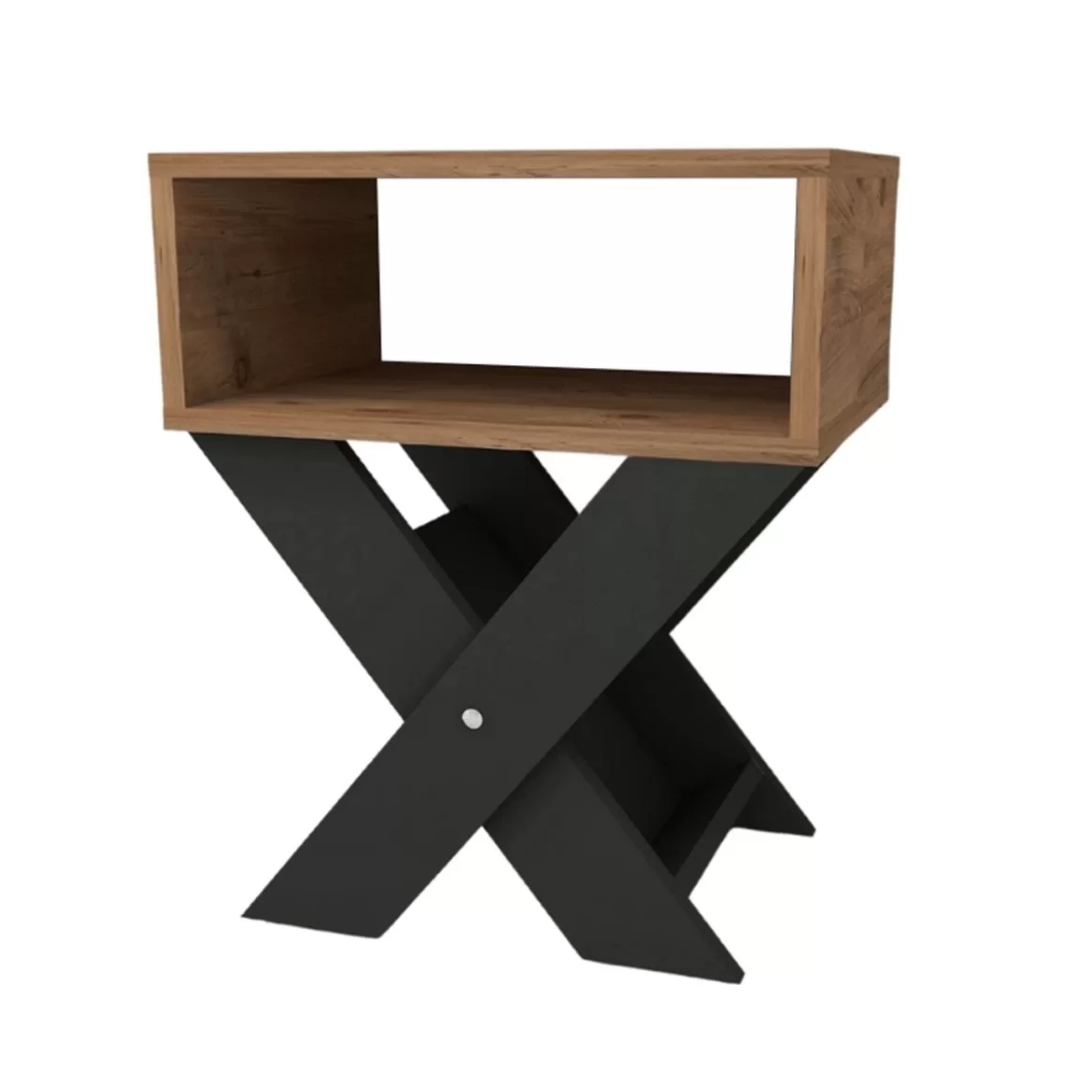 Enda Home X Ayaklı Dergilikli Komodin Kahve Sehpası Atlantik Çam-Antrasit