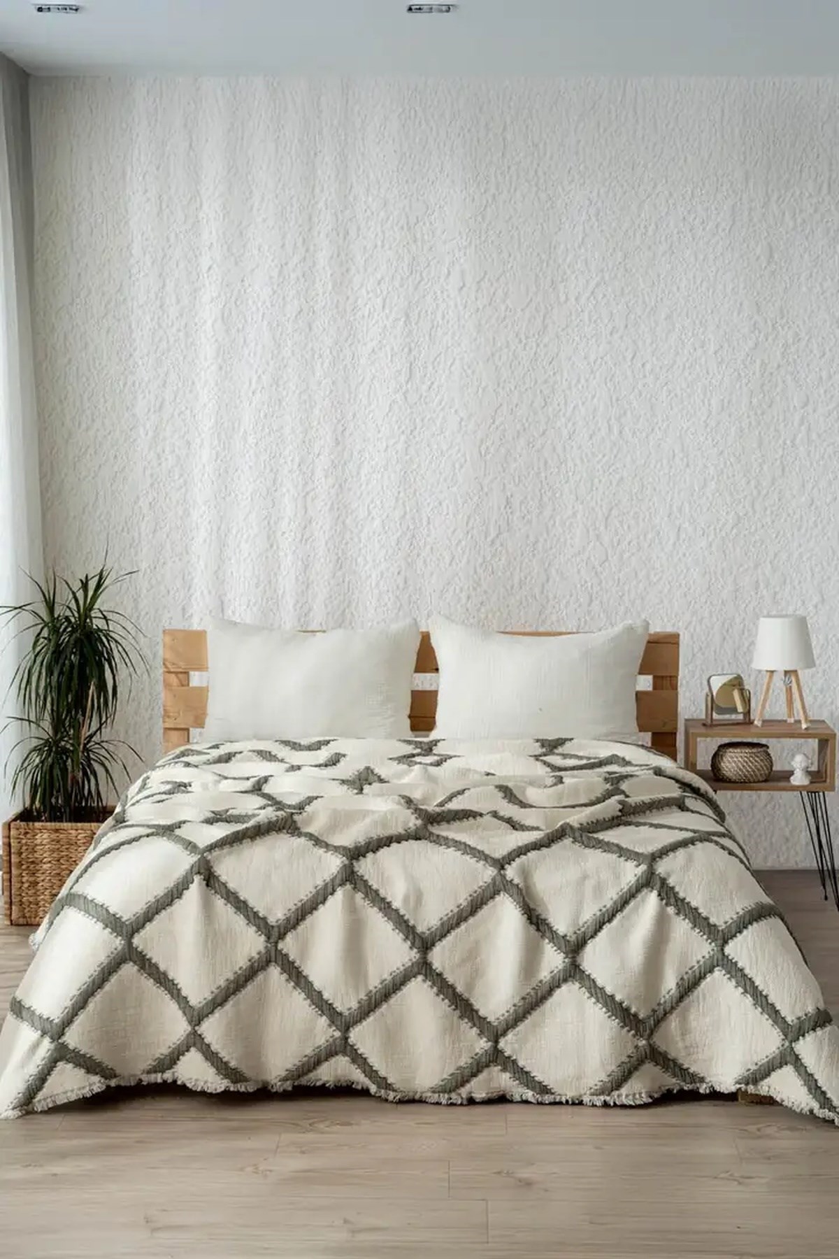 Mylasa Home Müslin 7 Katlı Baklava Desenli (Jakarlı) Yorgan Çift Kişilik 240x260cm Haki