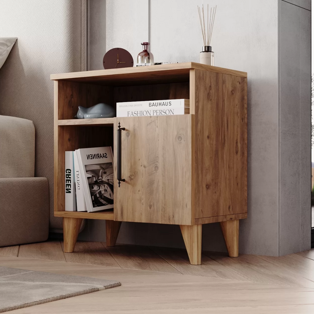 Enda Home Kommen 3 Bölmeli Kapaklı Komodin Atlantik Çam