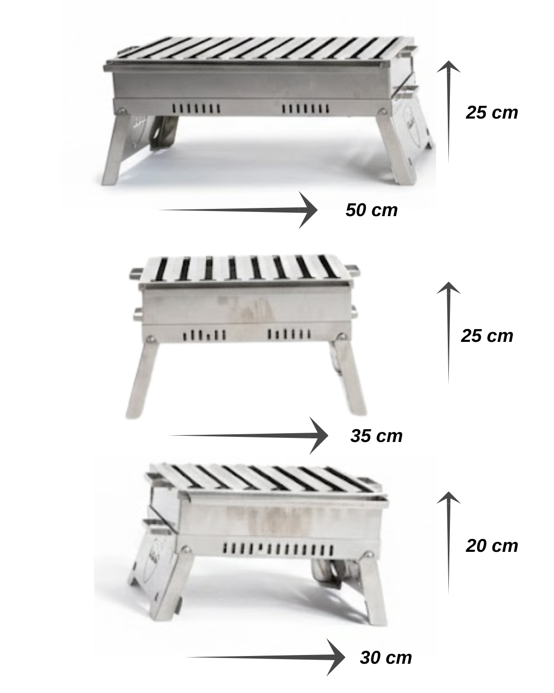 Zs Hermanos HKM02 35x25cm Çantalı Paslanmaz Krom Katlanır Mangal Oluklu Izgara