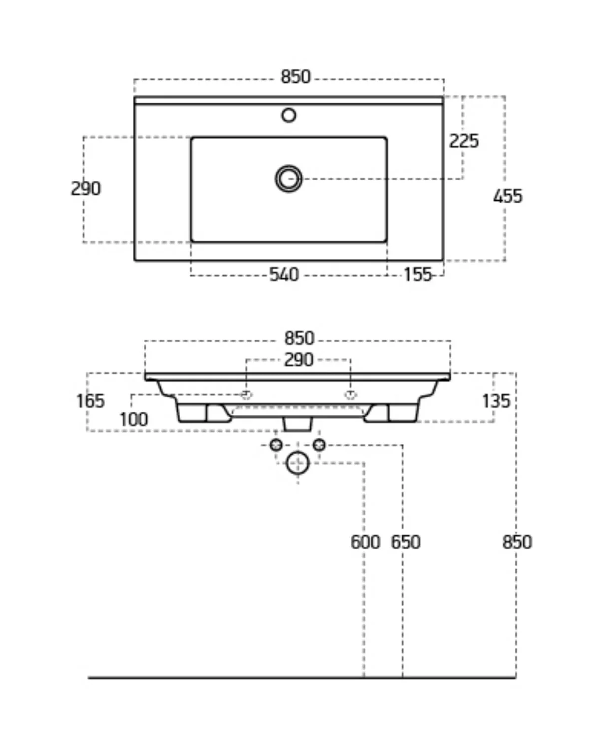RoomArt Lavabolu Atlantik-beyaz Mat Mdf 85 Cm Banyo Alt Dolabı