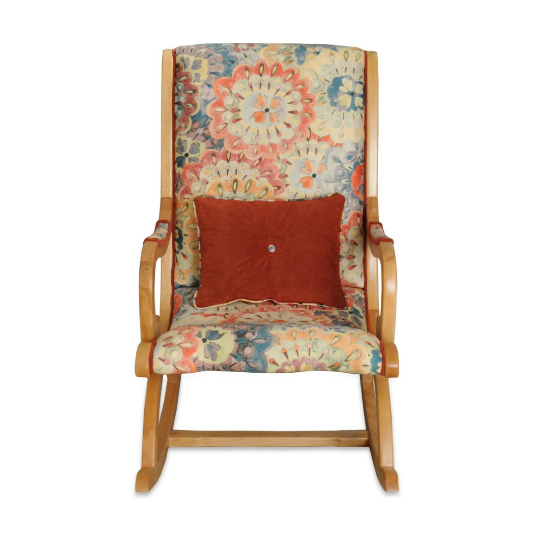 Asedia Rustik Naturel Çiçekli Sallanan Sandalye