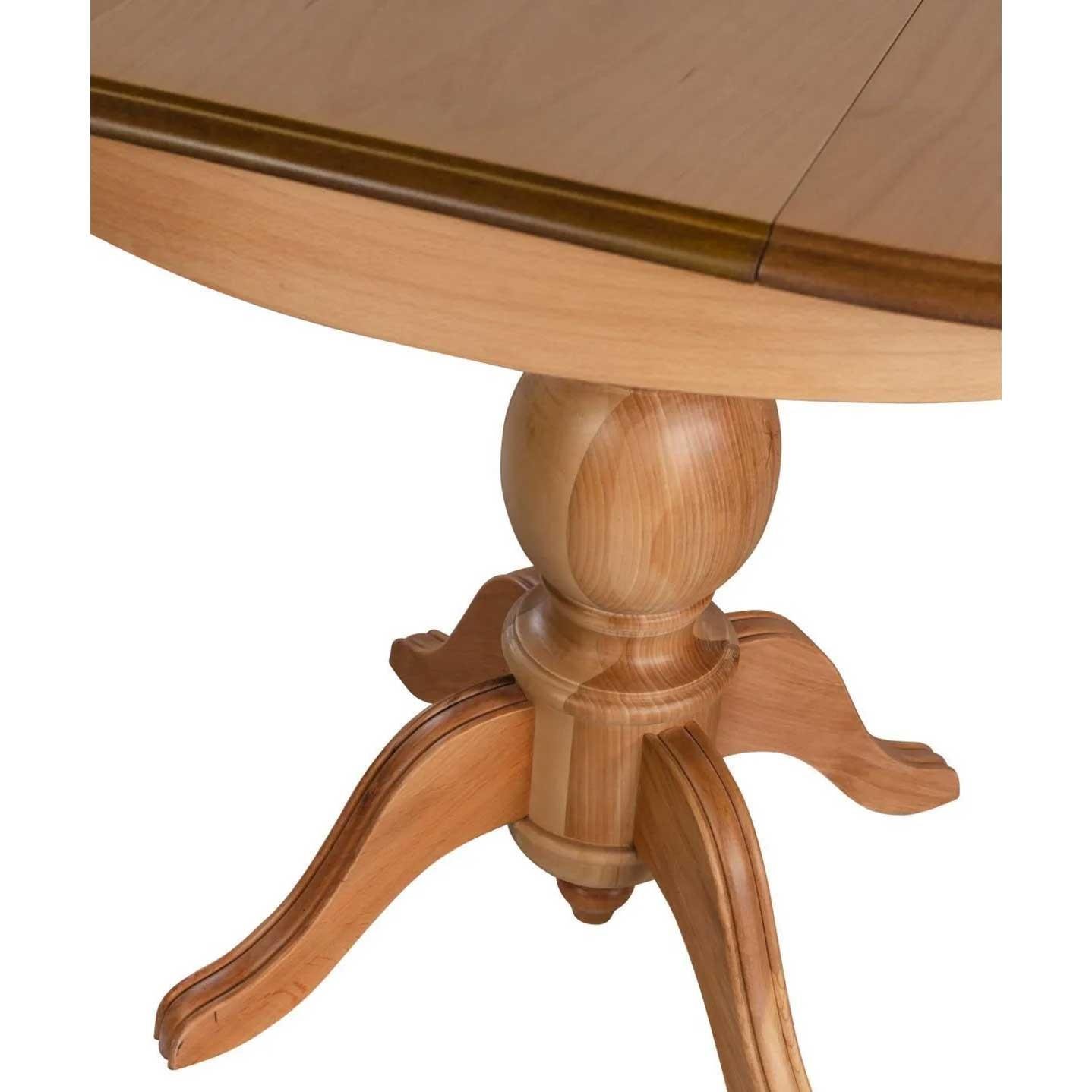 Reyo 100cm Açılır Yuvarlak Yemek Masası Baba Ayak Masa Natural Cilalı (Sandalyeler Dahil Değildir)