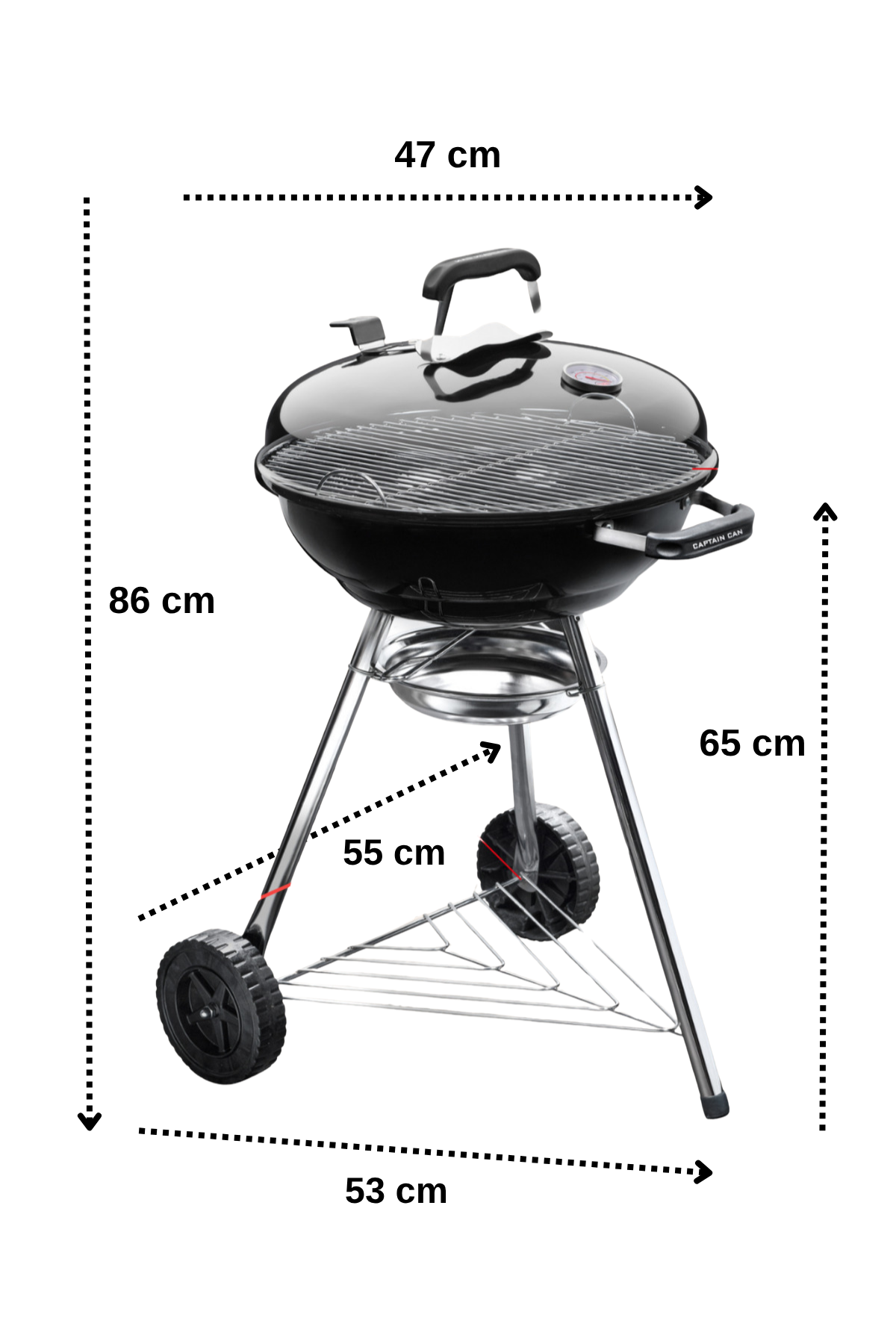 Captain Can Grill Set&Go 47 Kömürlü Mangal & Barbekü - Siyah