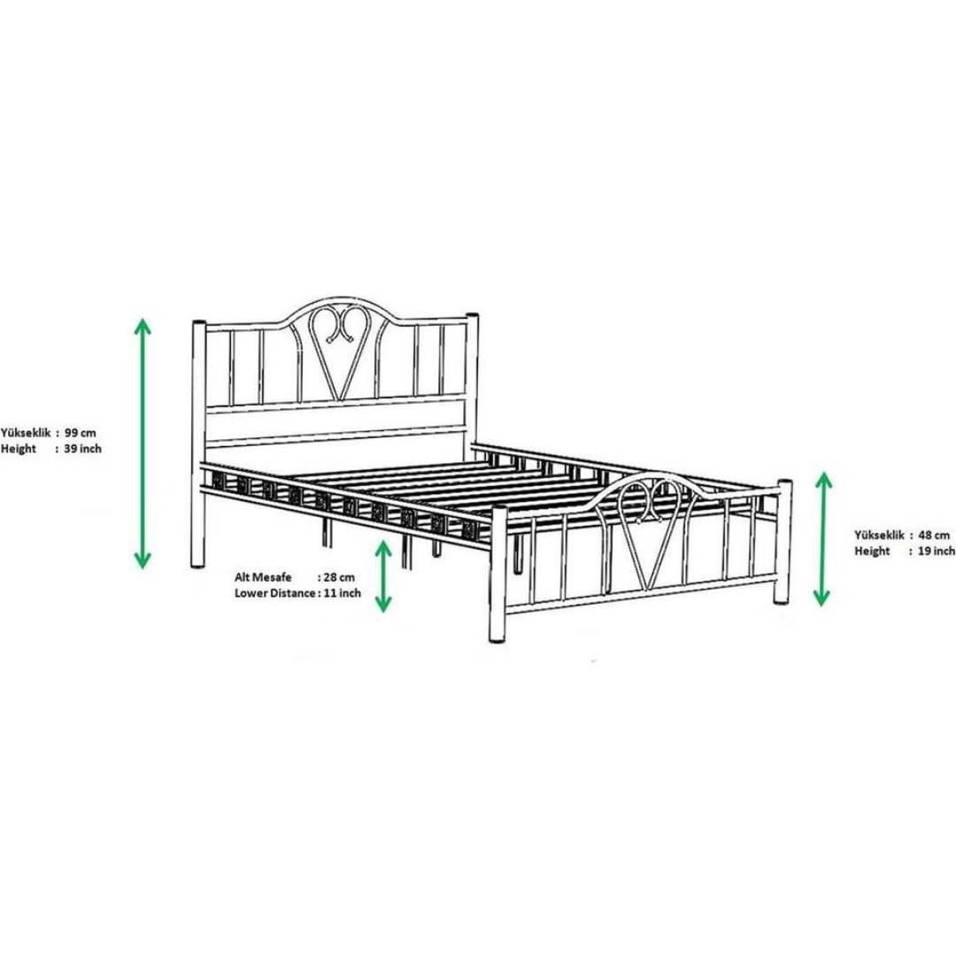 Reyo Orkide Çift Kişilik Ferforje Beyaz Metal Karyola 160x200