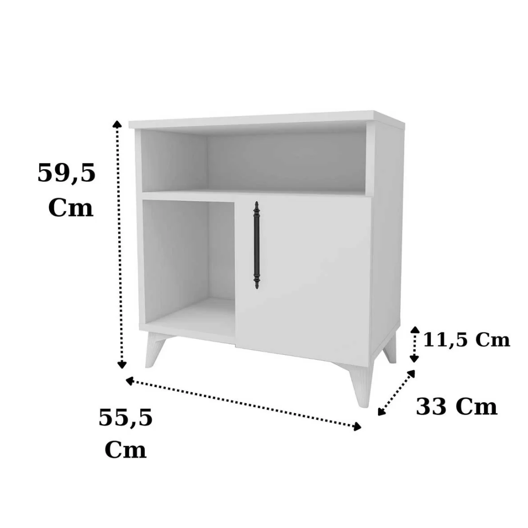 Enda Home Kommen 3 Bölmeli Kapaklı Komodin Beyaz