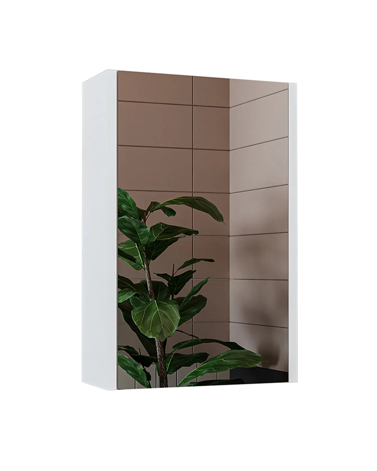 RoomArt Banos Banyo Kulpsuz Tek Kapaklı Mat Beyaz 40 Cm Mini Aynalı Banyo Üst Dolabı Mat Beyaz