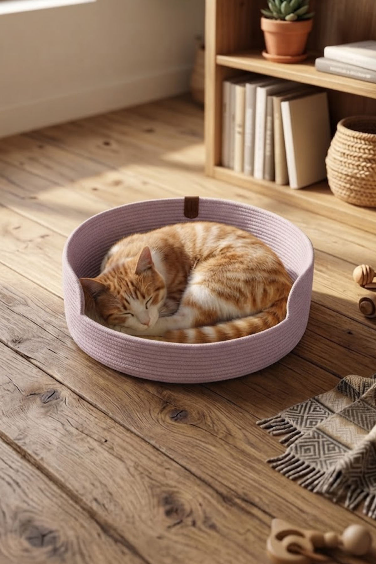 Reyo Pet El Yapımı Kedi ve Köpek Yatağı, %100 Pamuk İpli Evcil Hayvan Yatağı Lila