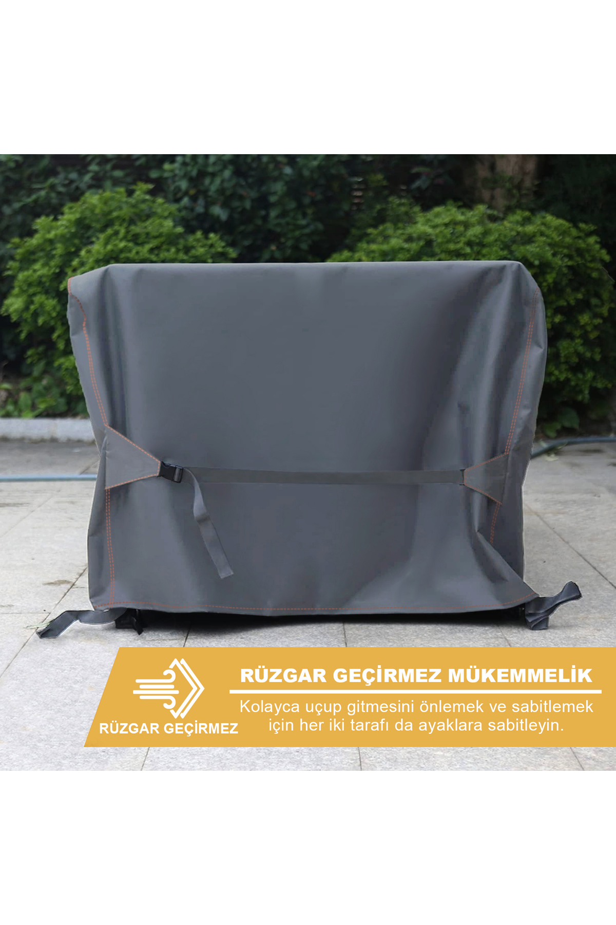 Haegs Bahçe Mobilyası Örtüsü, 180-120-74cm, Ağır Hizmet Oxford Kumaş, Su Geçirmez, Dış Mekan Veranda Masa Örtüsü, Havalandırmalı Masa ve Sandalye Koruma Kılıfı - Gri