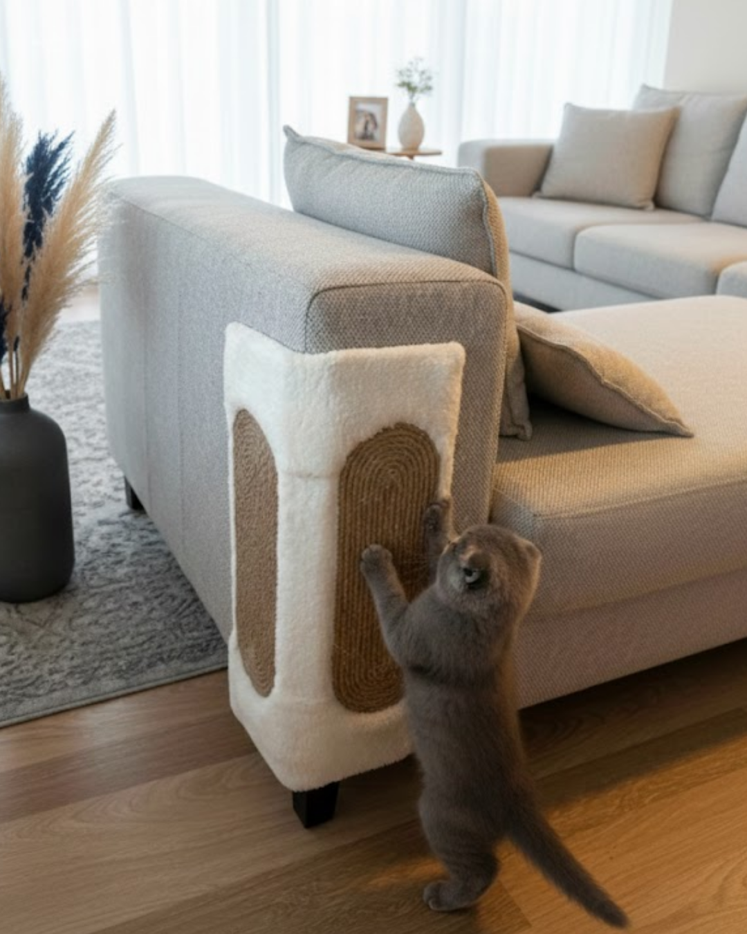 Reyo Pet Koltuk Köşe Koruyucu Kedi Tırmalama Tahtası Çok Yönlü Kullanım Beyaz