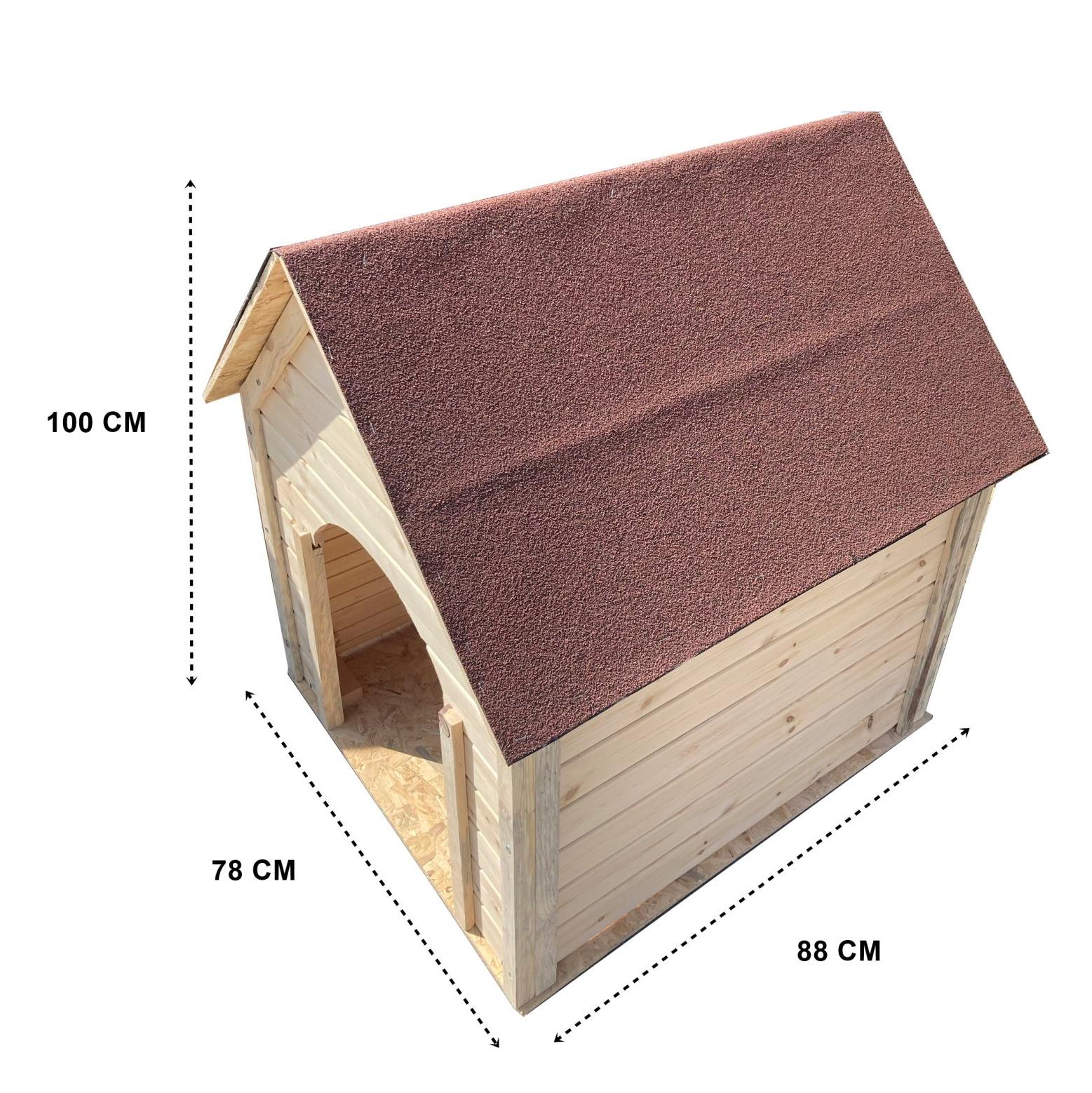Reyo Pet Suya Soğuğa Dayanıklı Lüks Büyük Boy Ahşap Köpek Kulubesi Sokak Köpek Evi Çatılı 100x100x78 cm