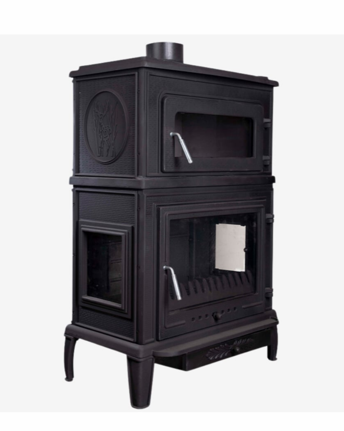 Reyo Stove Salda Üç Camlı Yan Kapak Fırınlı Döküm Şömine Soba