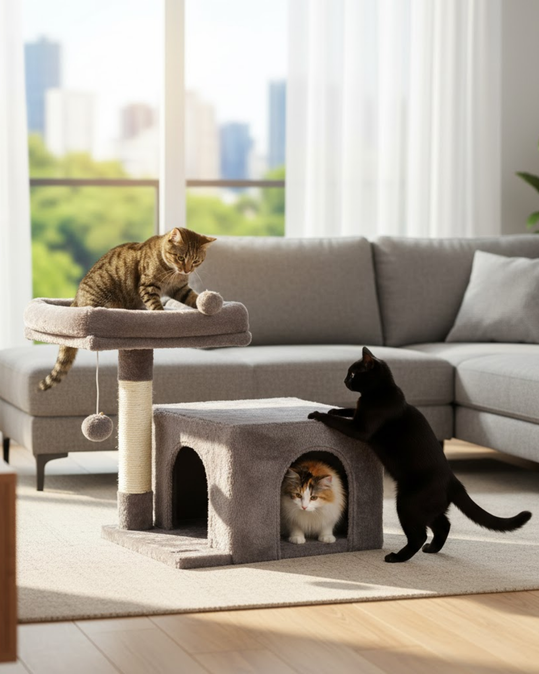 Reyo Pet Komfor Stepli Yuvalı Kedi Tırmalaması Antrasit