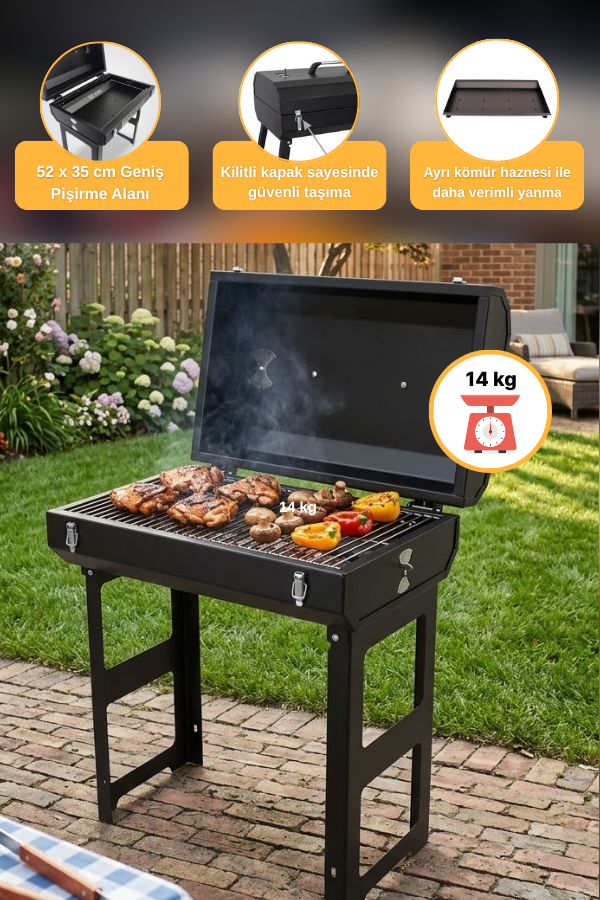 Grillmate Cookout Katlanır Ayak Kilitli Barbekü Mangal