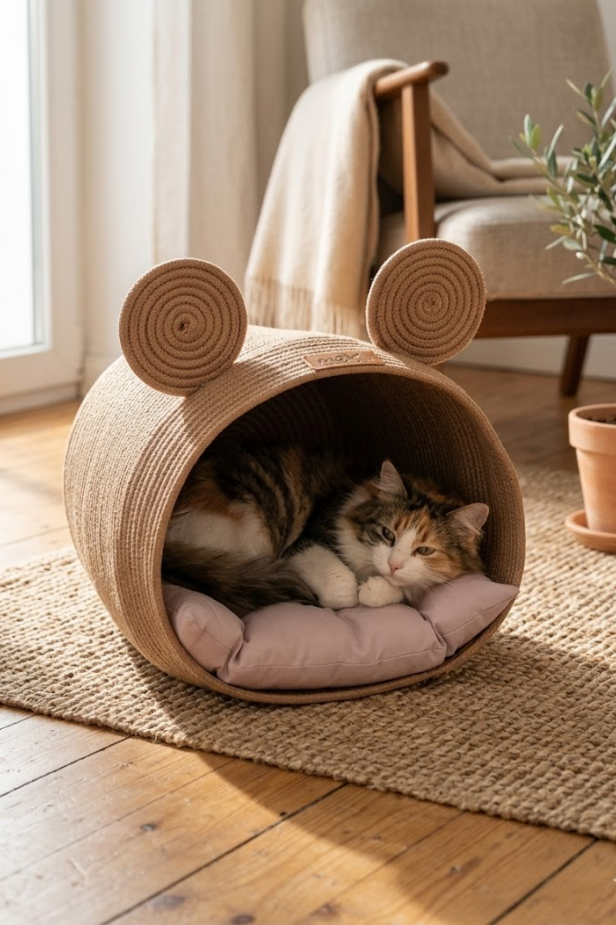 Reyo Max Design Maxie Bunny Kedi Yuvası ve Köpek Yatağı Pudra – Yumuşak ve Konforlu Kedi Köpek Yatağı