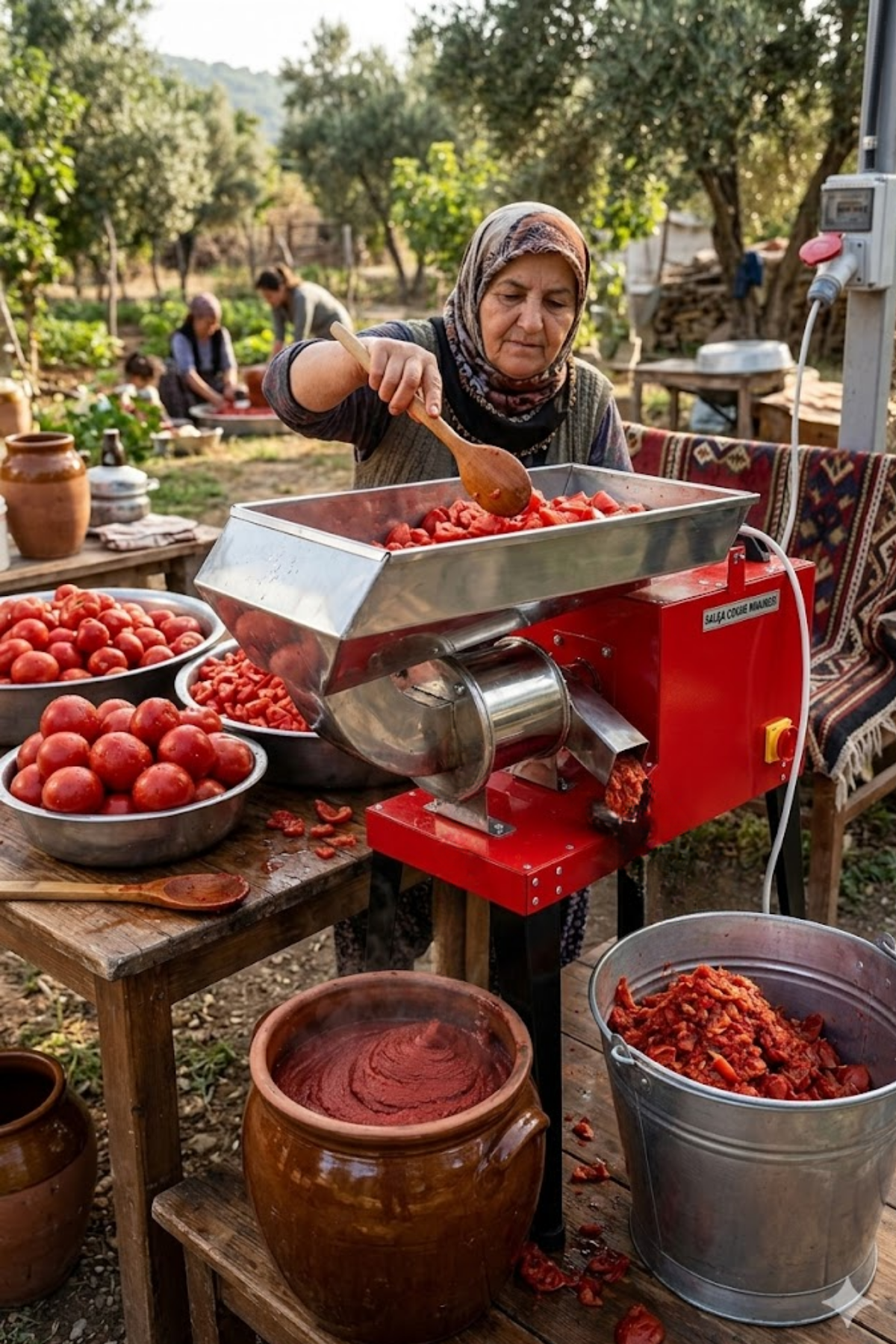 OGT BT-712K 700 Kg/Saat Kapasiteli Kırmızı Ayaklı Profesyonel Domates Biber Salça Çekme Makinesi