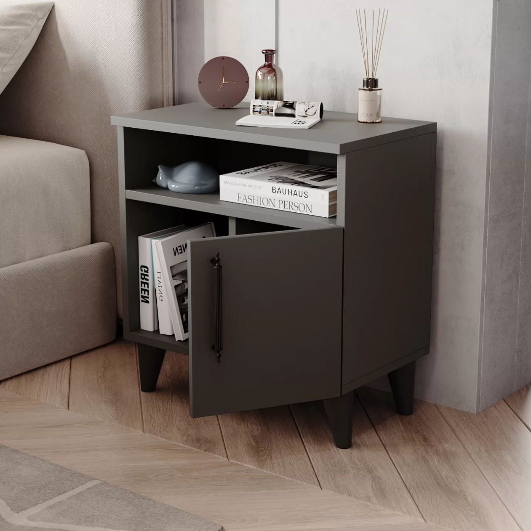 Enda Home Kommen 3 Bölmeli Kapaklı Komodin Antrasit