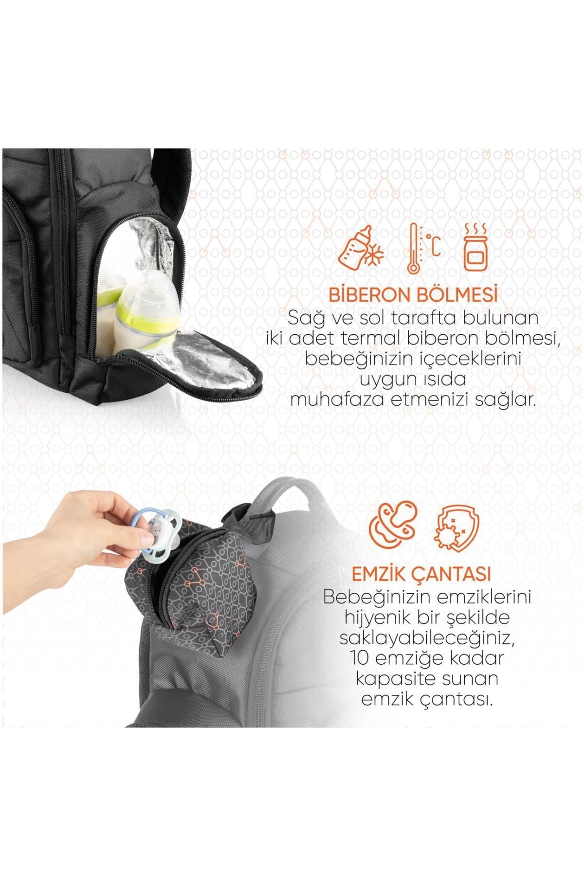 Gezenbebe Çok Fonksiyonlu Kişiselleştirilebilir Bebekli Aile Bebek Bakım Sırt Çantası Black