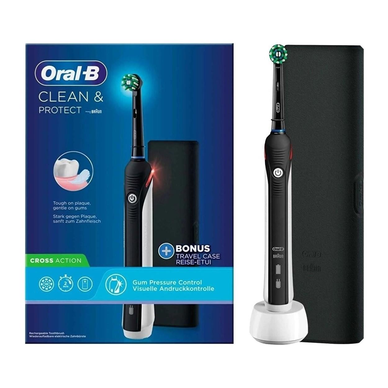 Oral-B Clean & Protect Şarj Edilebilir Diş Fırçası Cross Action Siyah